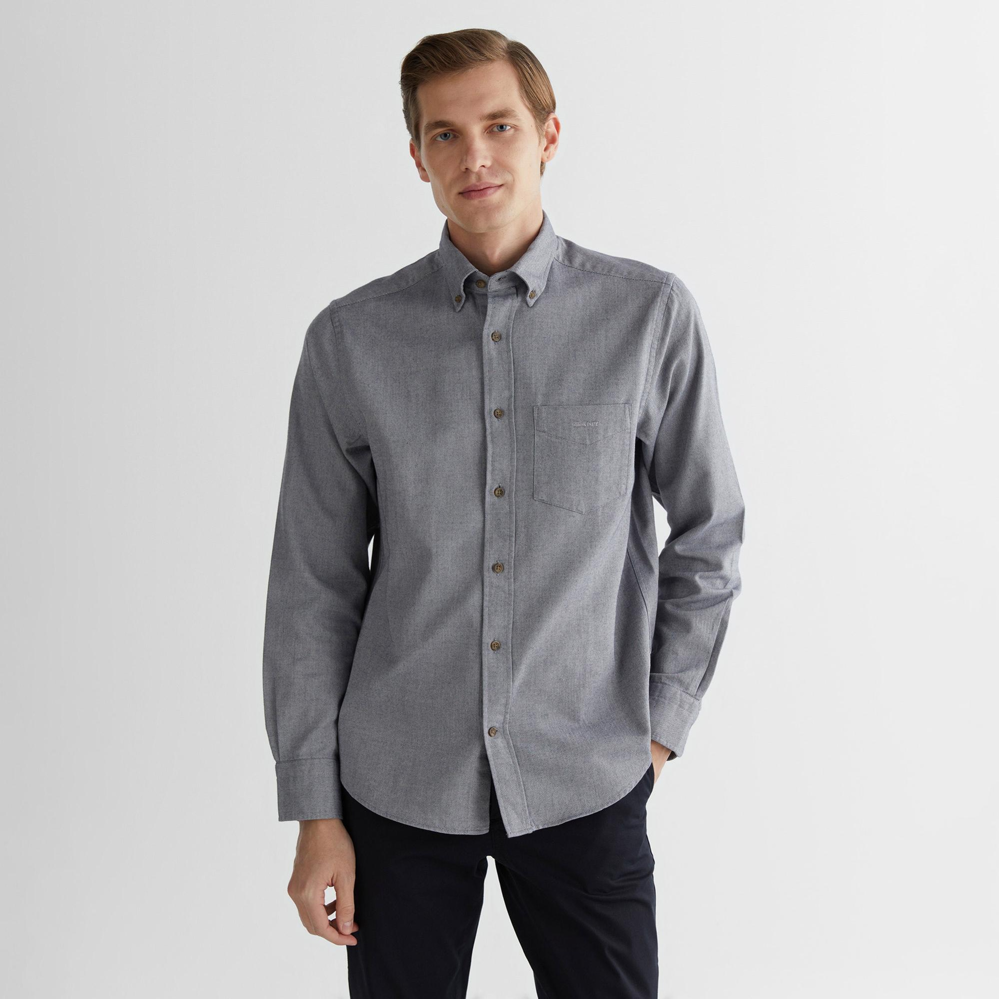 GANT Erkek Lacivert Regular Fit Düğmeli Yaka Gömlek