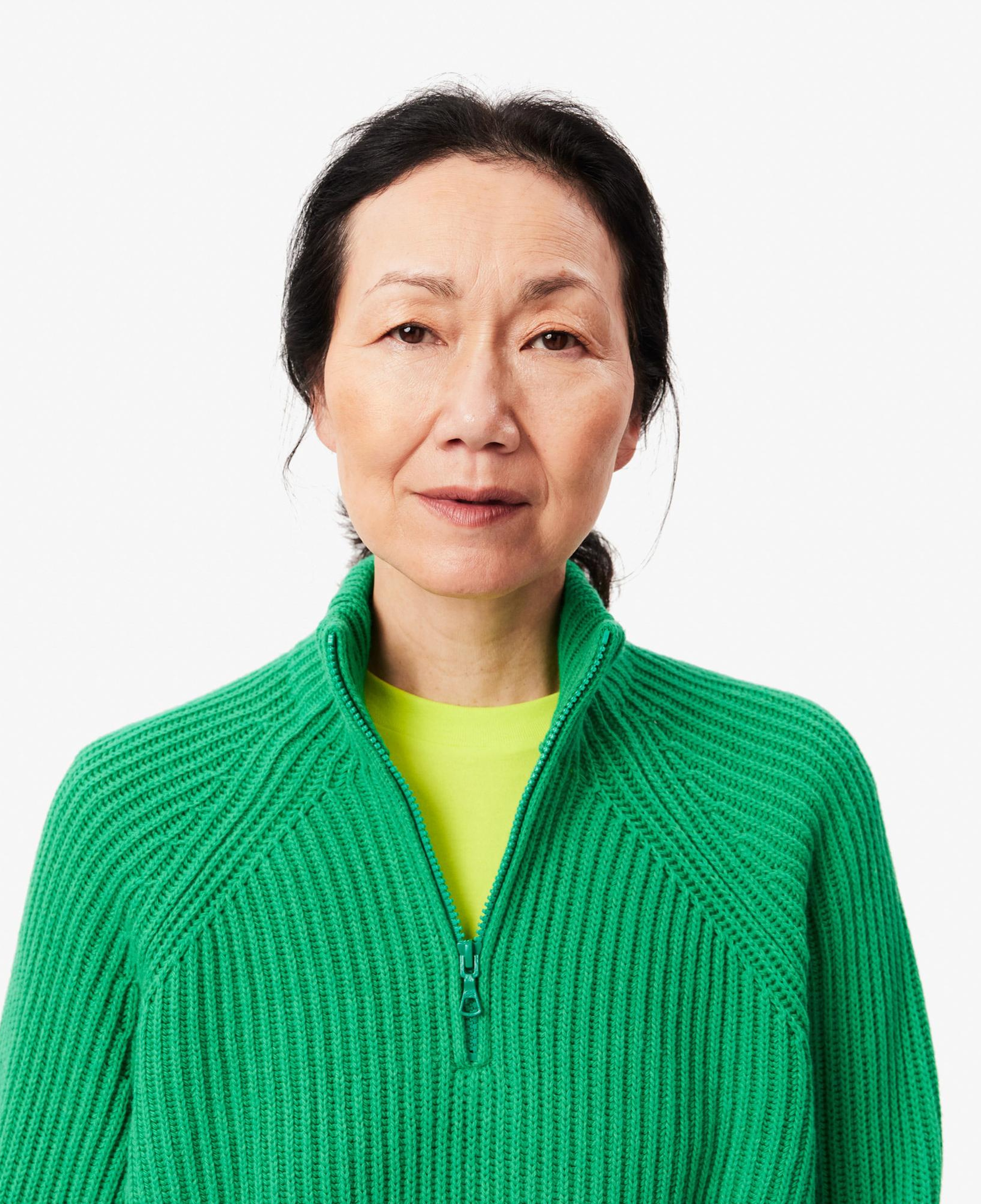 Kadın Relaxed Fit Fermuarlı Yün Yeşil Kazak