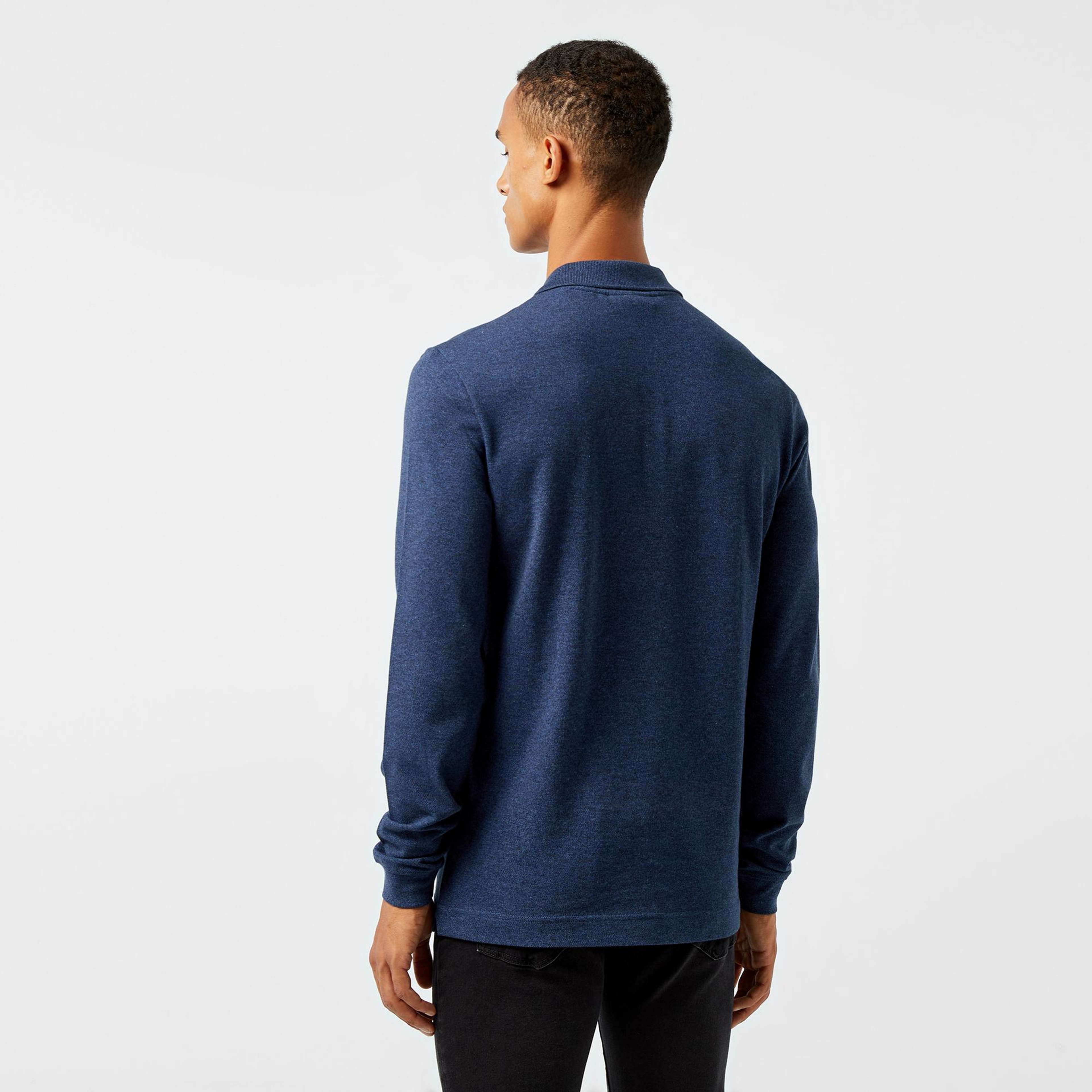 L.12.12 Erkek Slim Fit Uzun Kollu Lacivert Polo