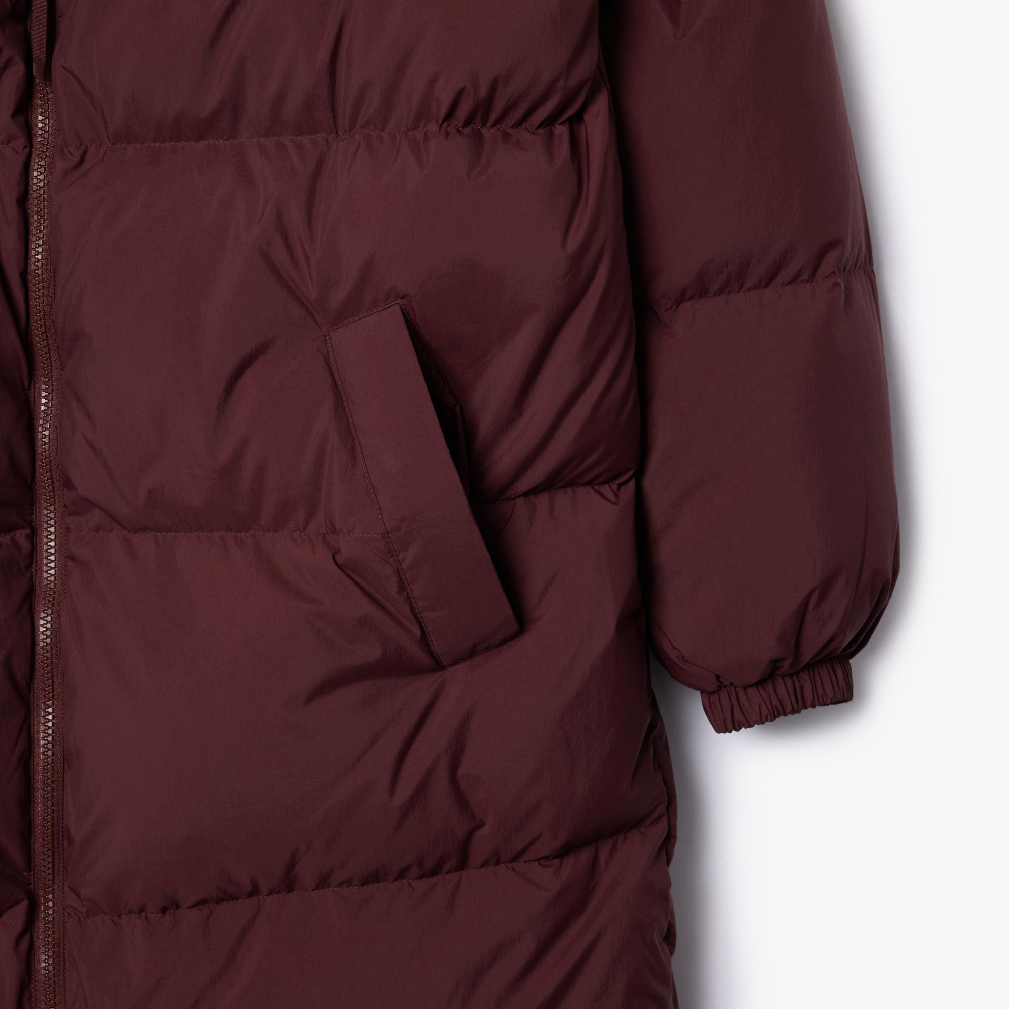 Kadın Oversize Fit Kapüşonlu Bordo Mont