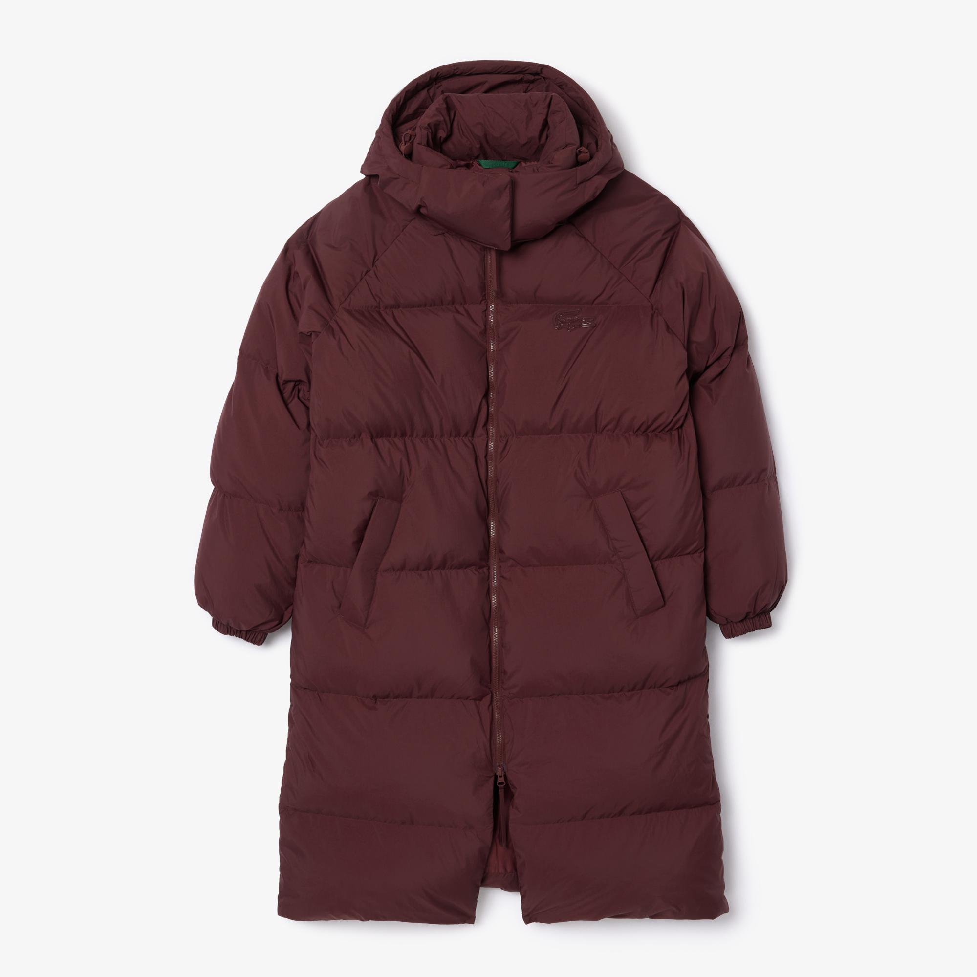 Kadın Oversize Fit Kapüşonlu Bordo Mont