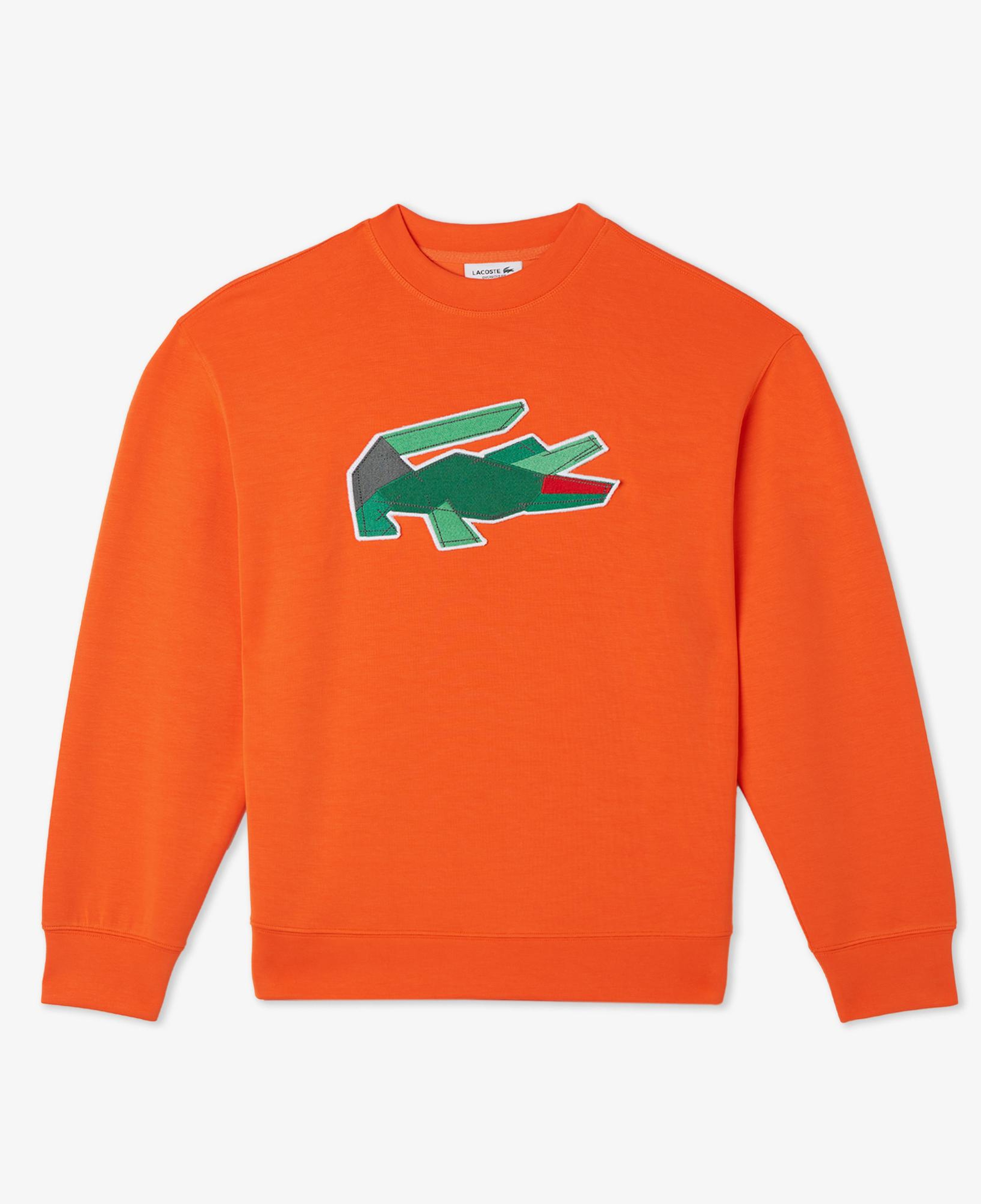 Kadın Oversize Fit Bisiklet Yaka Baskılı Turuncu Sweatshirt