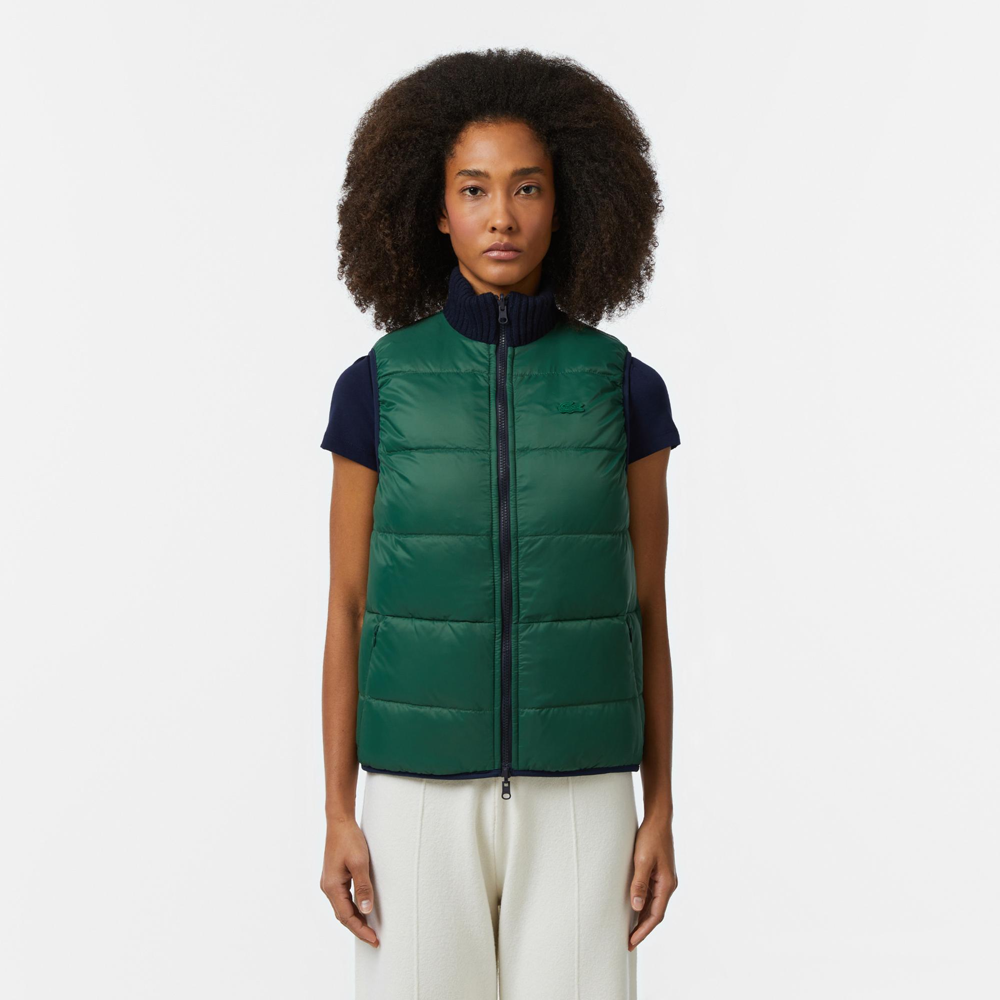 Kadın Kapitone Regular Fit Dik Yaka Çift Taraflı Lacivert Yelek