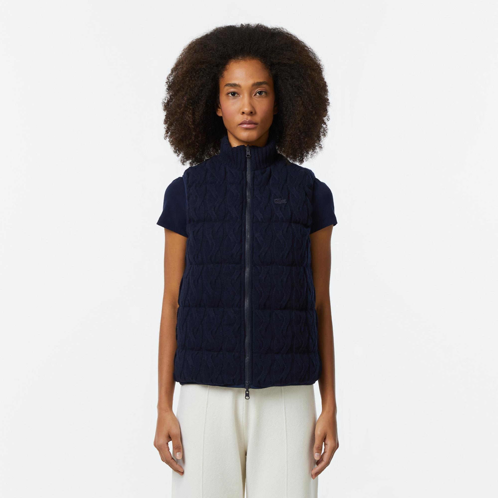 Kadın Kapitone Regular Fit Dik Yaka Çift Taraflı Lacivert Yelek