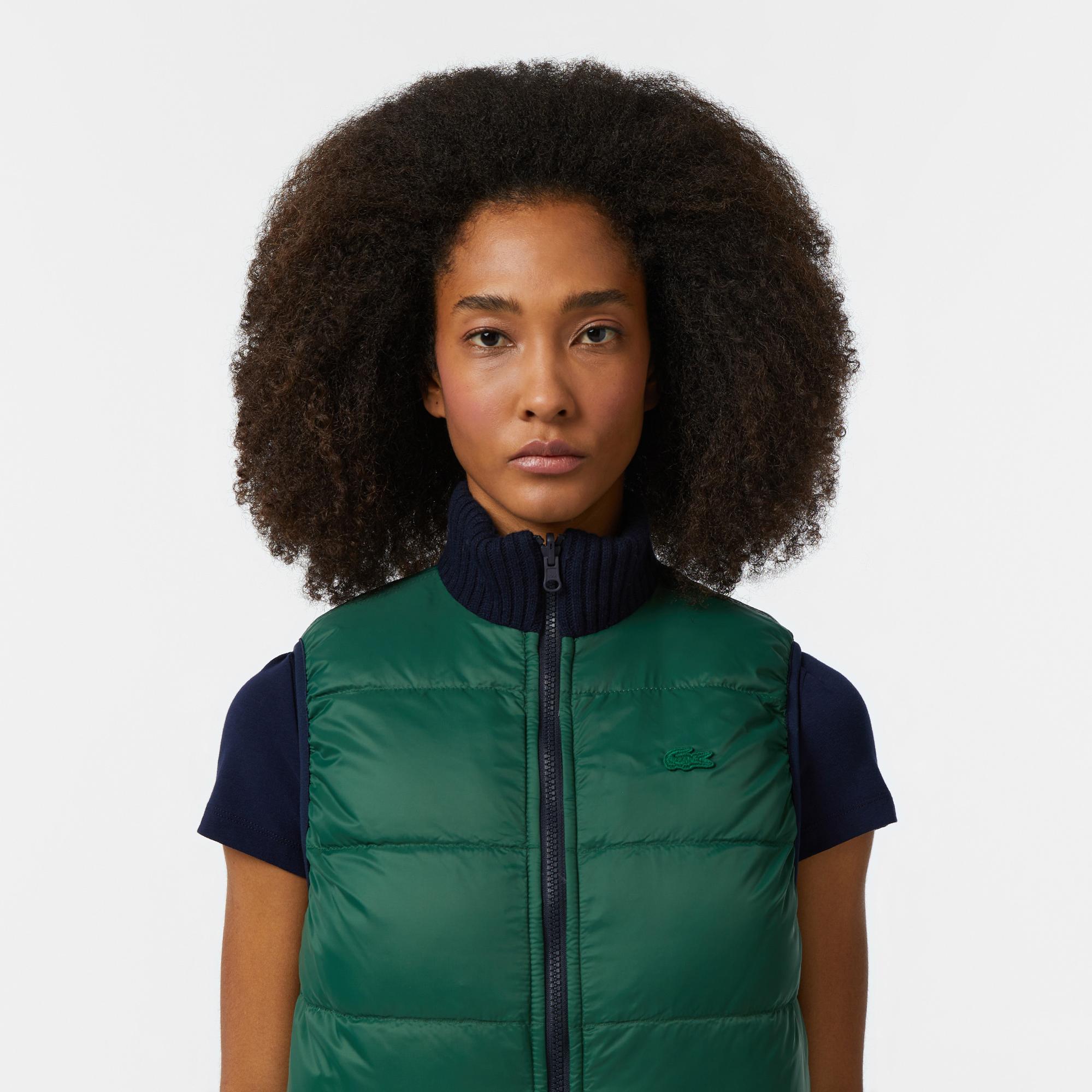 Kadın Kapitone Regular Fit Dik Yaka Çift Taraflı Lacivert Yelek