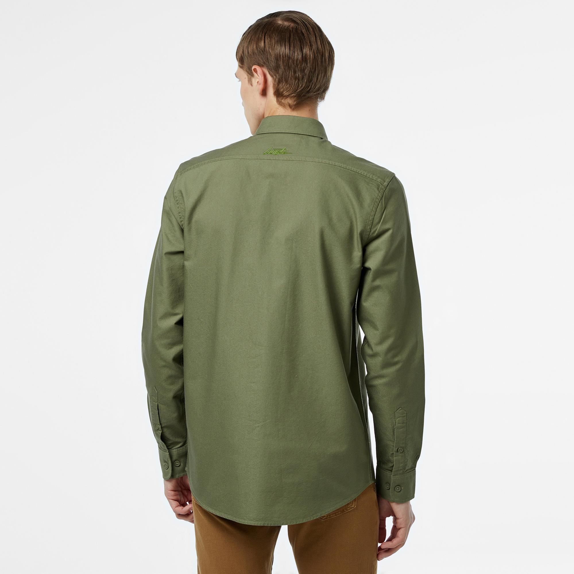 Erkek Slim Fit Haki Gömlek