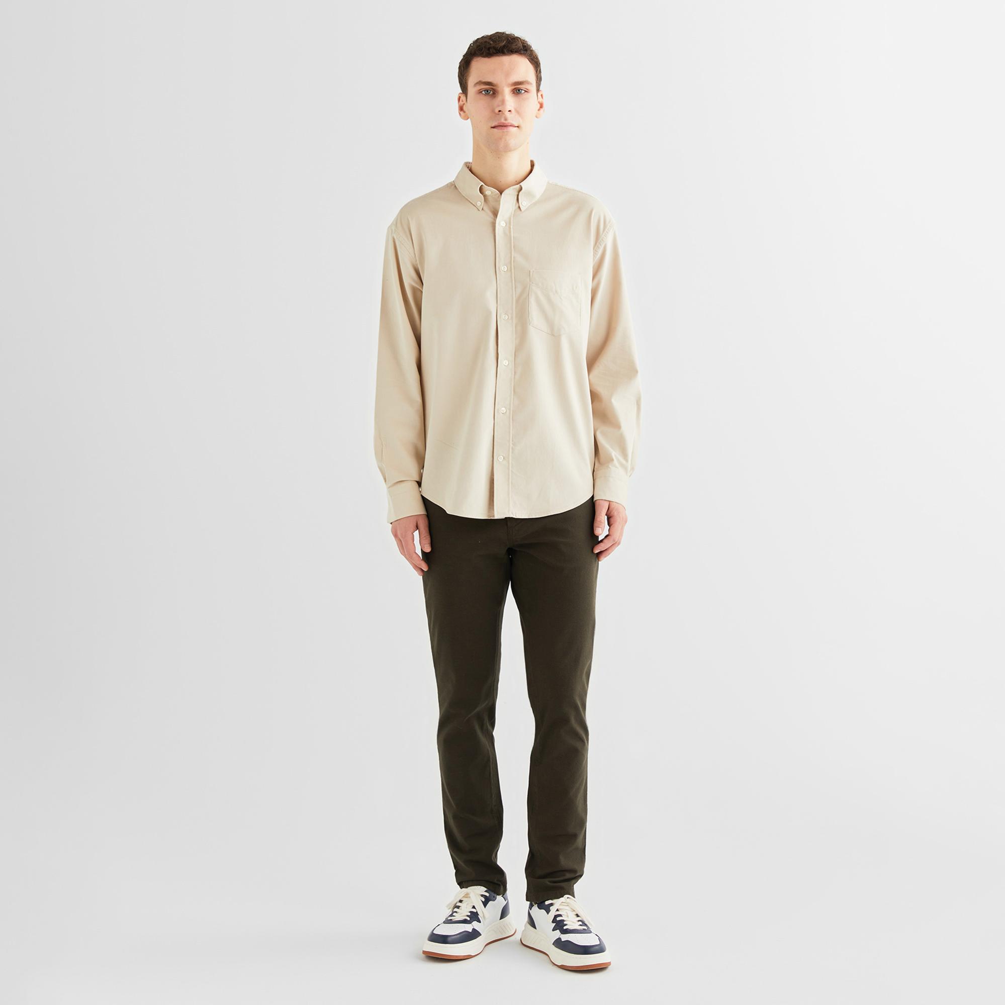 GANT Erkek Bej Relaxed Fit Düğmeli Yaka Gömlek