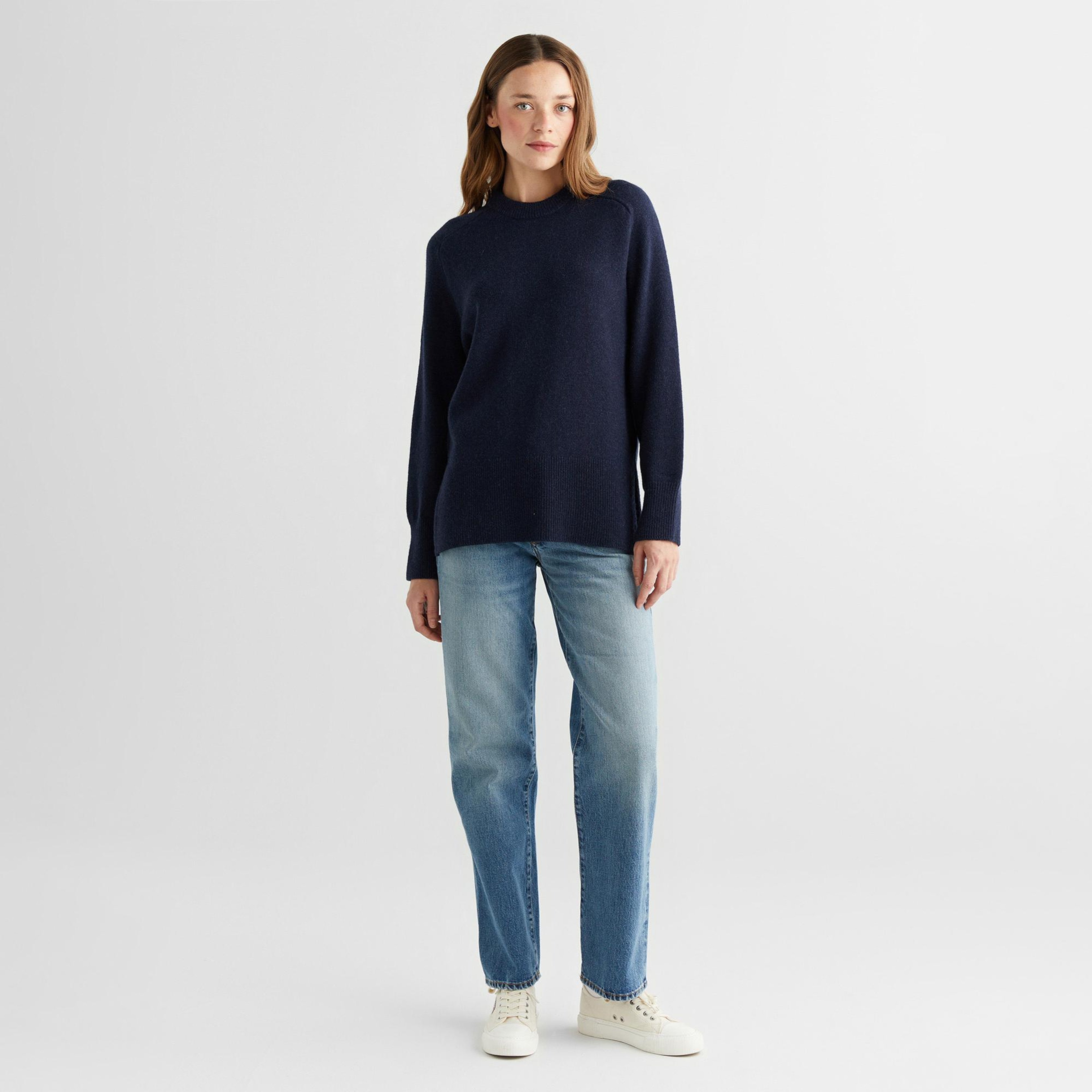 GANT Kadın Lacivert Relaxed Fit Bisiklet Yaka Kazak