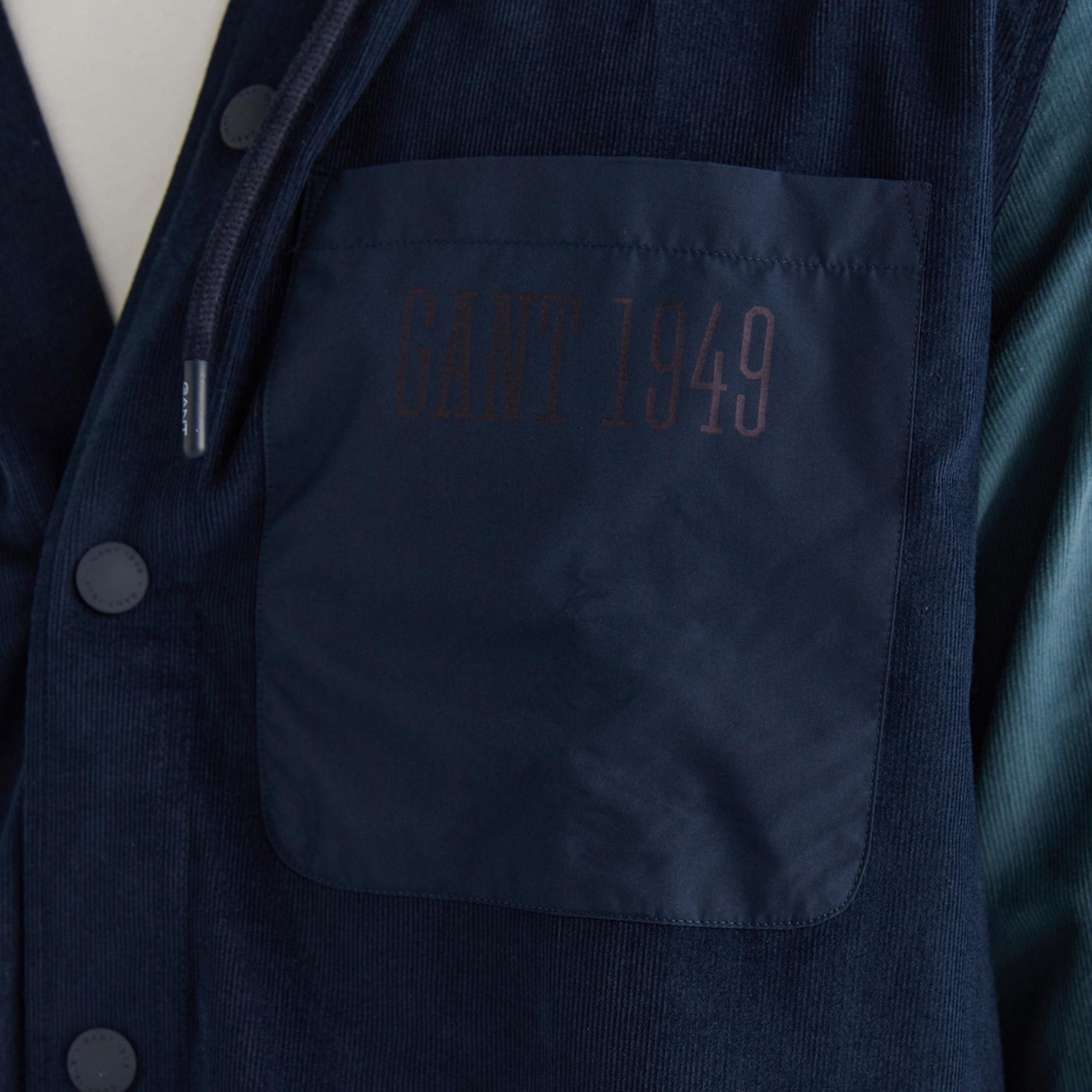 GANT Erkek Lacivert Oversize Fit Kapüşonlu Logolu Gömlek