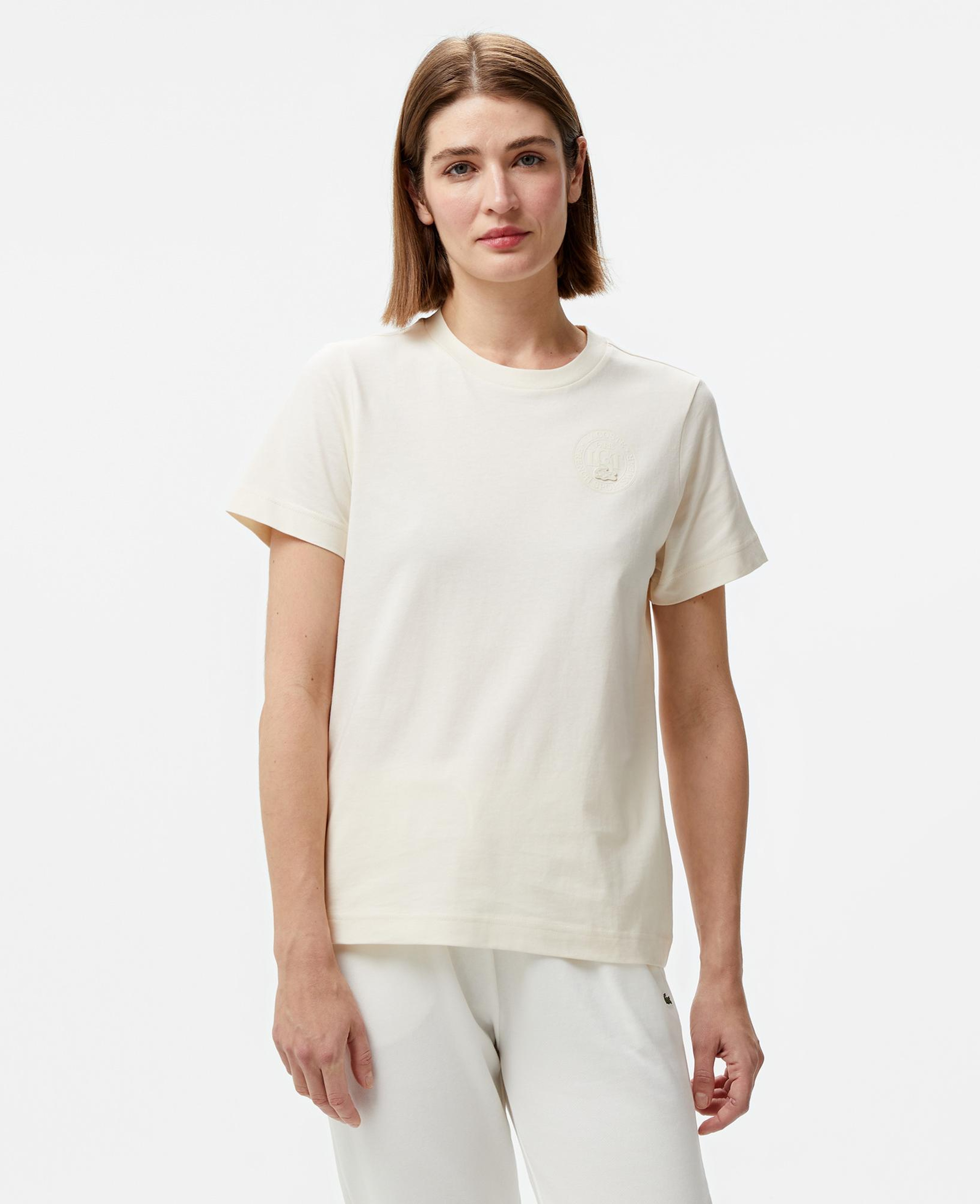Lacoste Classic Kadın Krem T-Shirt