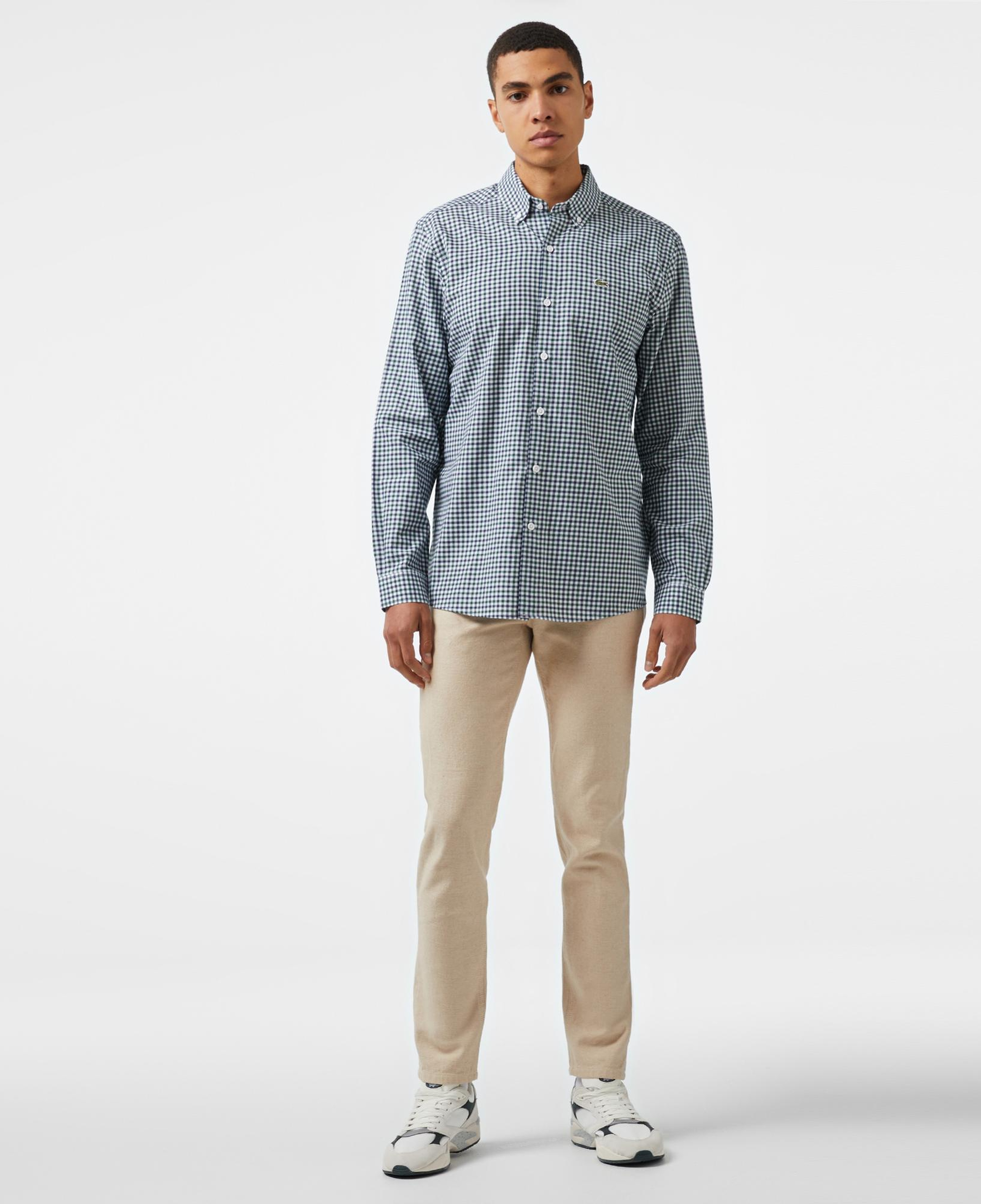 Erkek Regular Fit Kareli Koyu Yeşil Gömlek