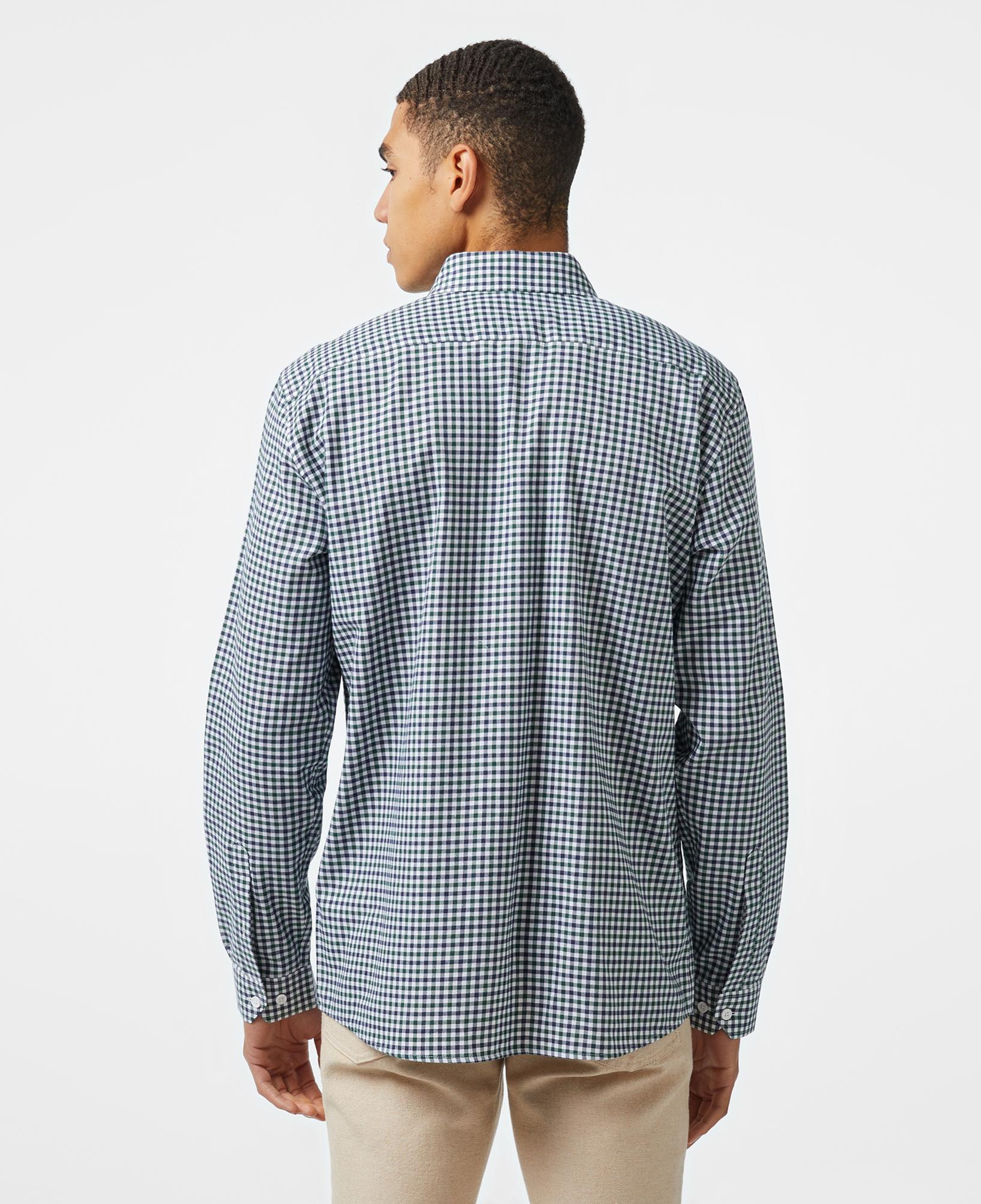 Erkek Regular Fit Kareli Koyu Yeşil Gömlek