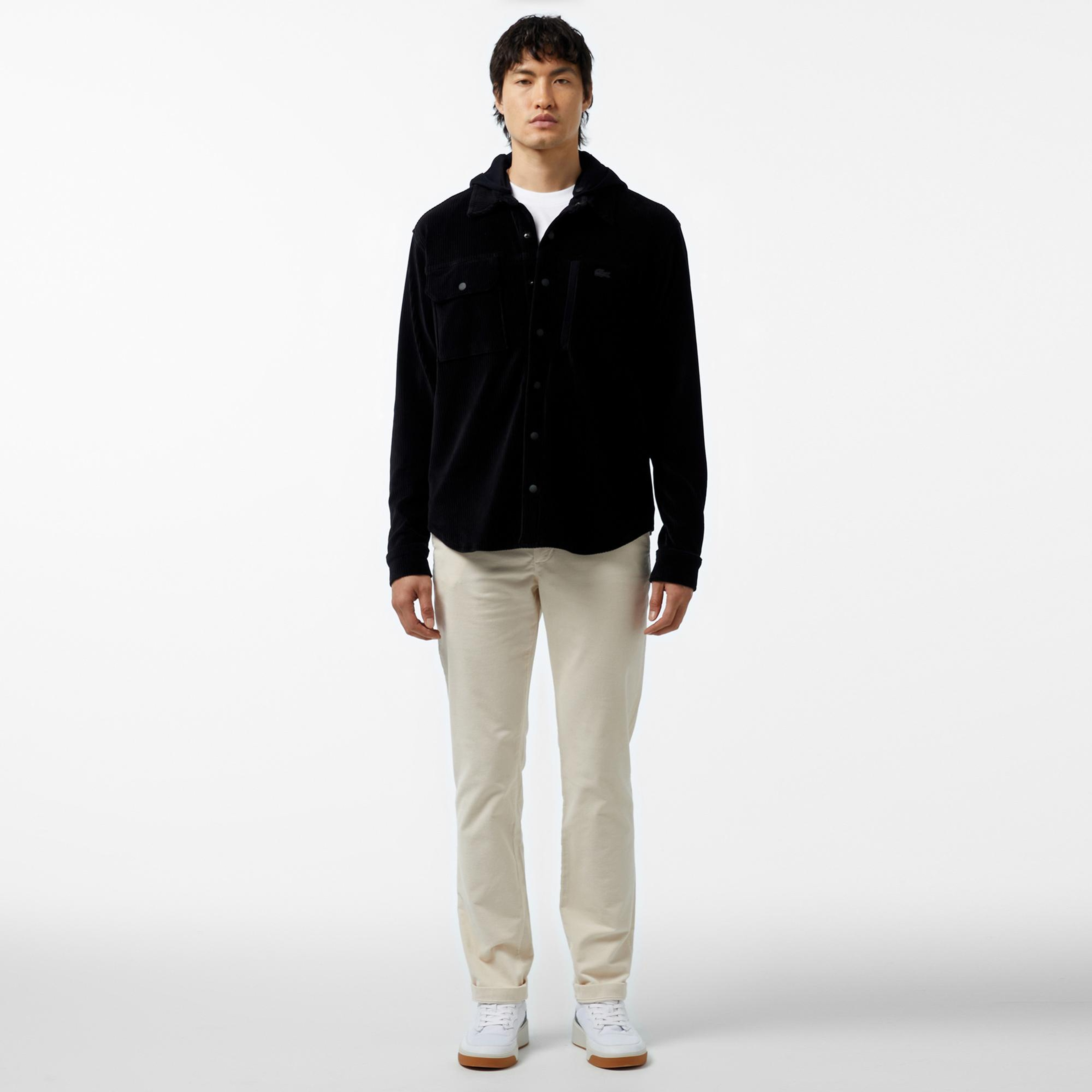 Erkek Relaxed Fit Kapüşonlu Siyah Gömlek