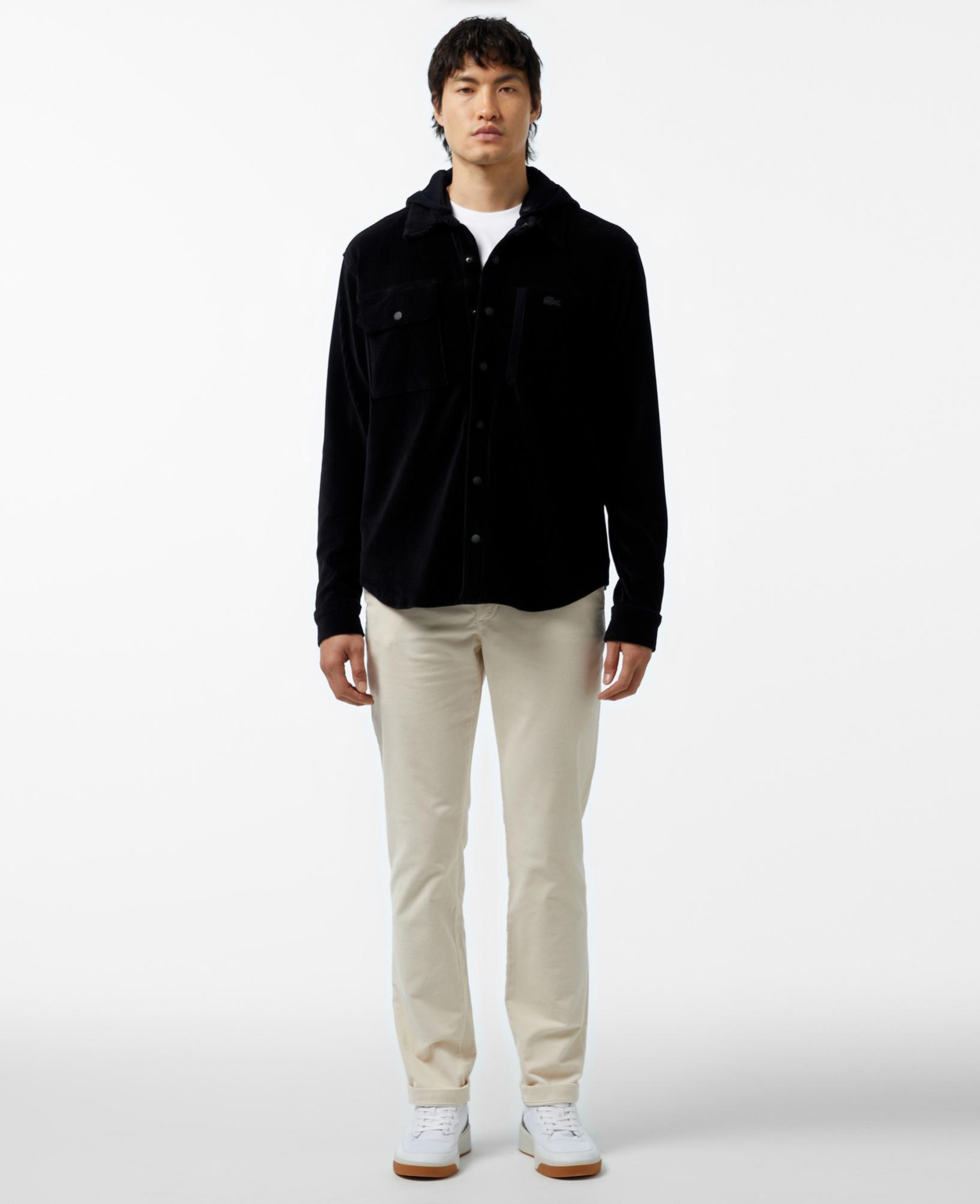 Erkek Relaxed Fit Kapüşonlu Siyah Gömlek