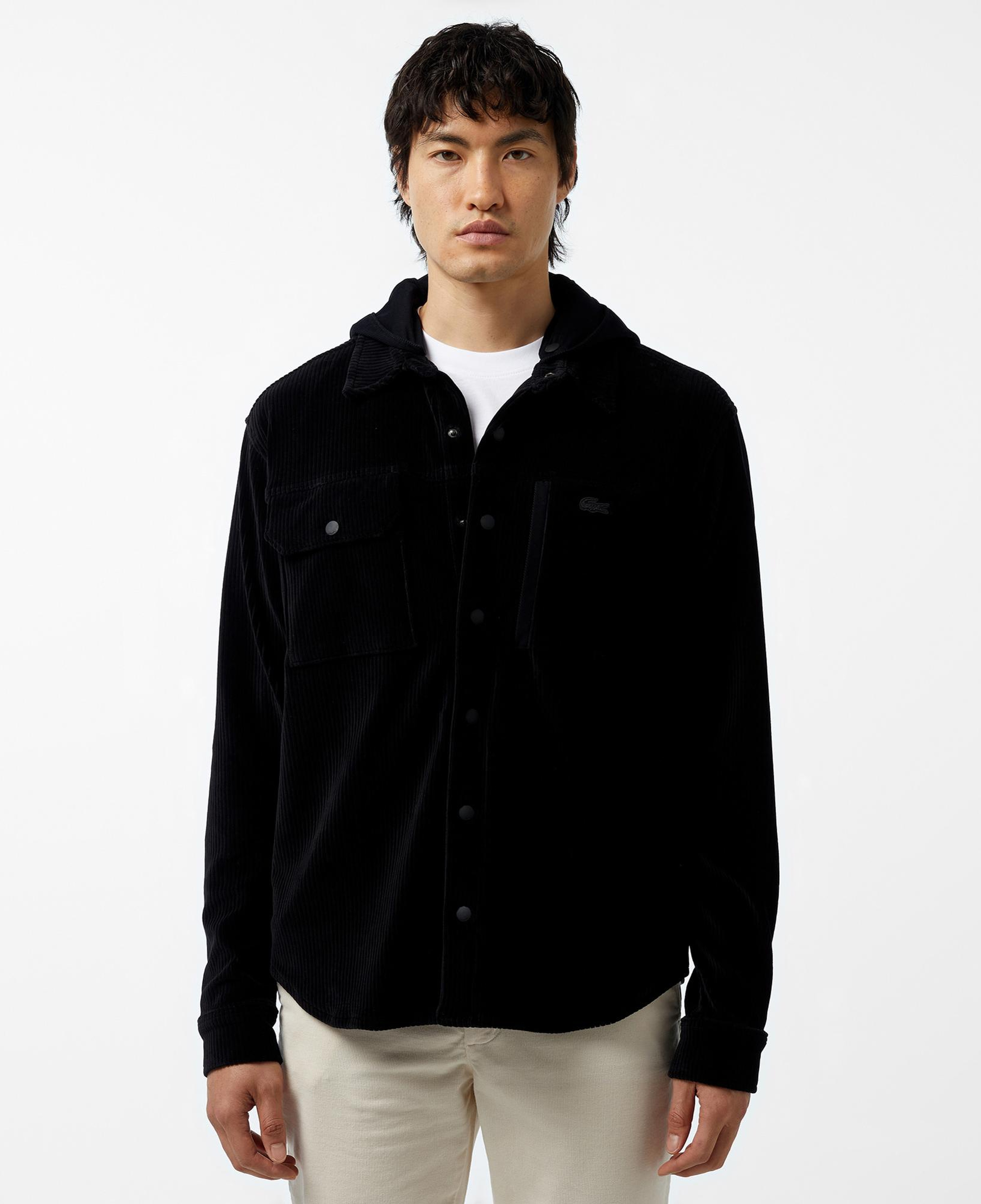 Erkek Relaxed Fit Kapüşonlu Siyah Gömlek