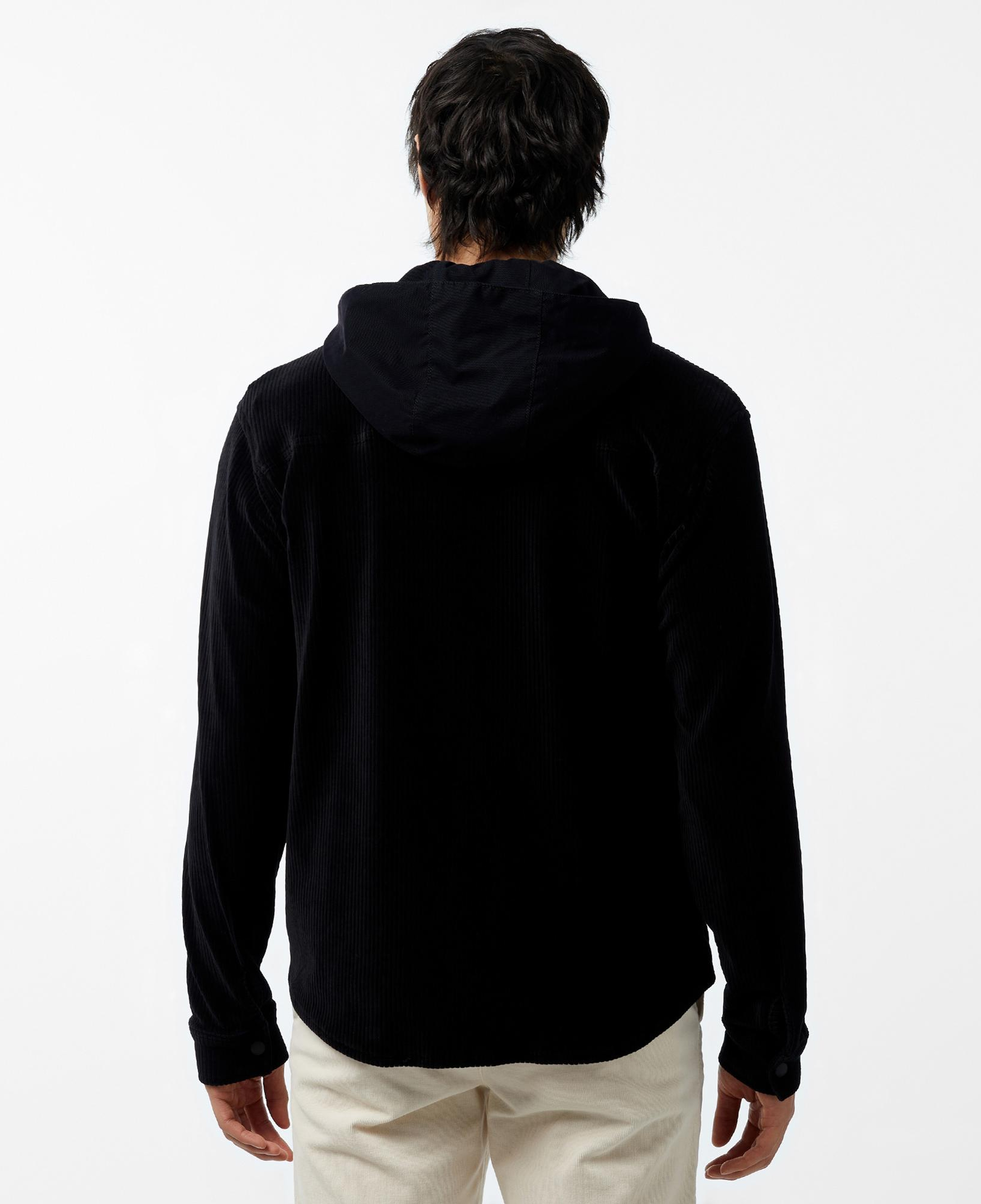 Erkek Relaxed Fit Kapüşonlu Siyah Gömlek