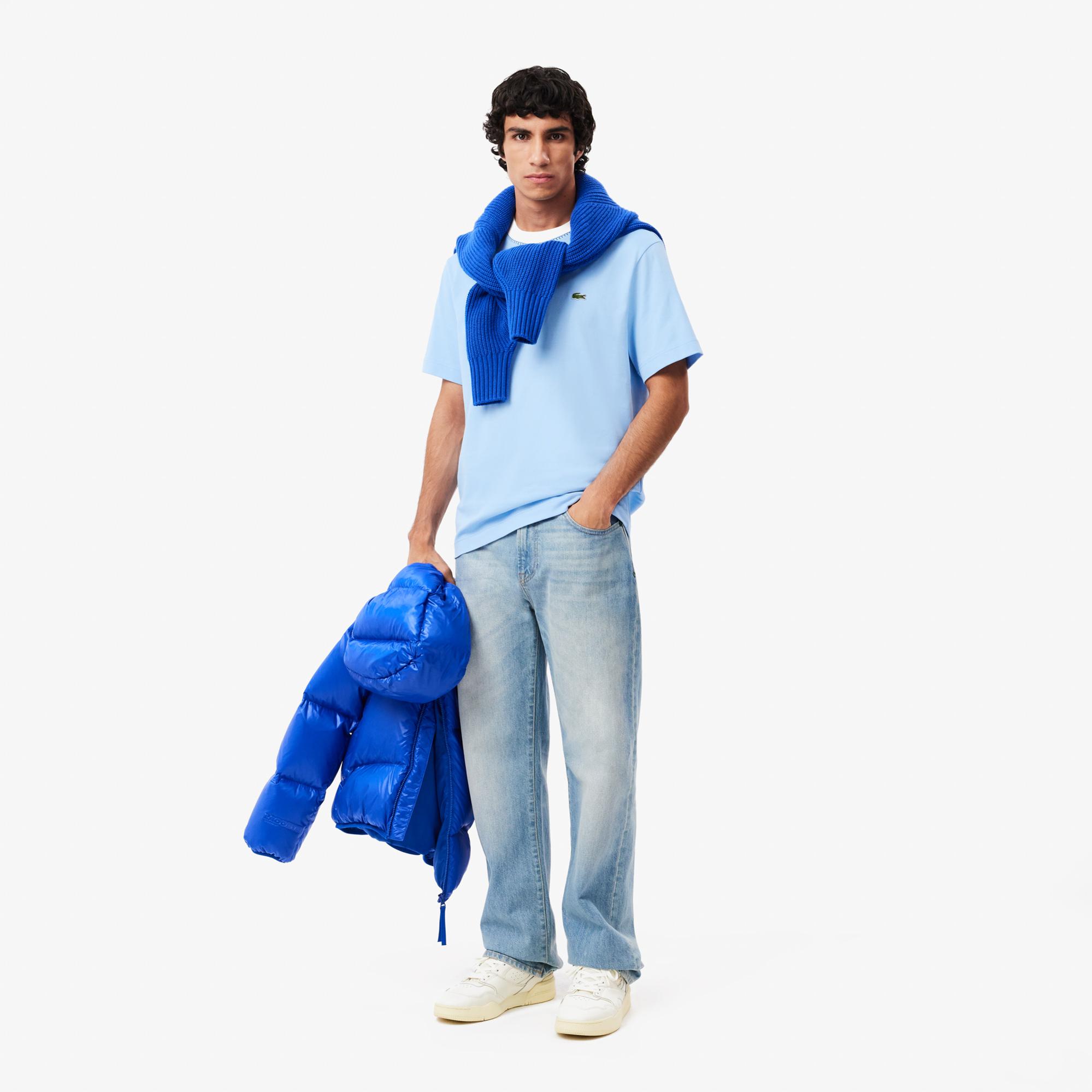 Erkek Classic Fit Bisiklet Yaka Mavi T-Shirt