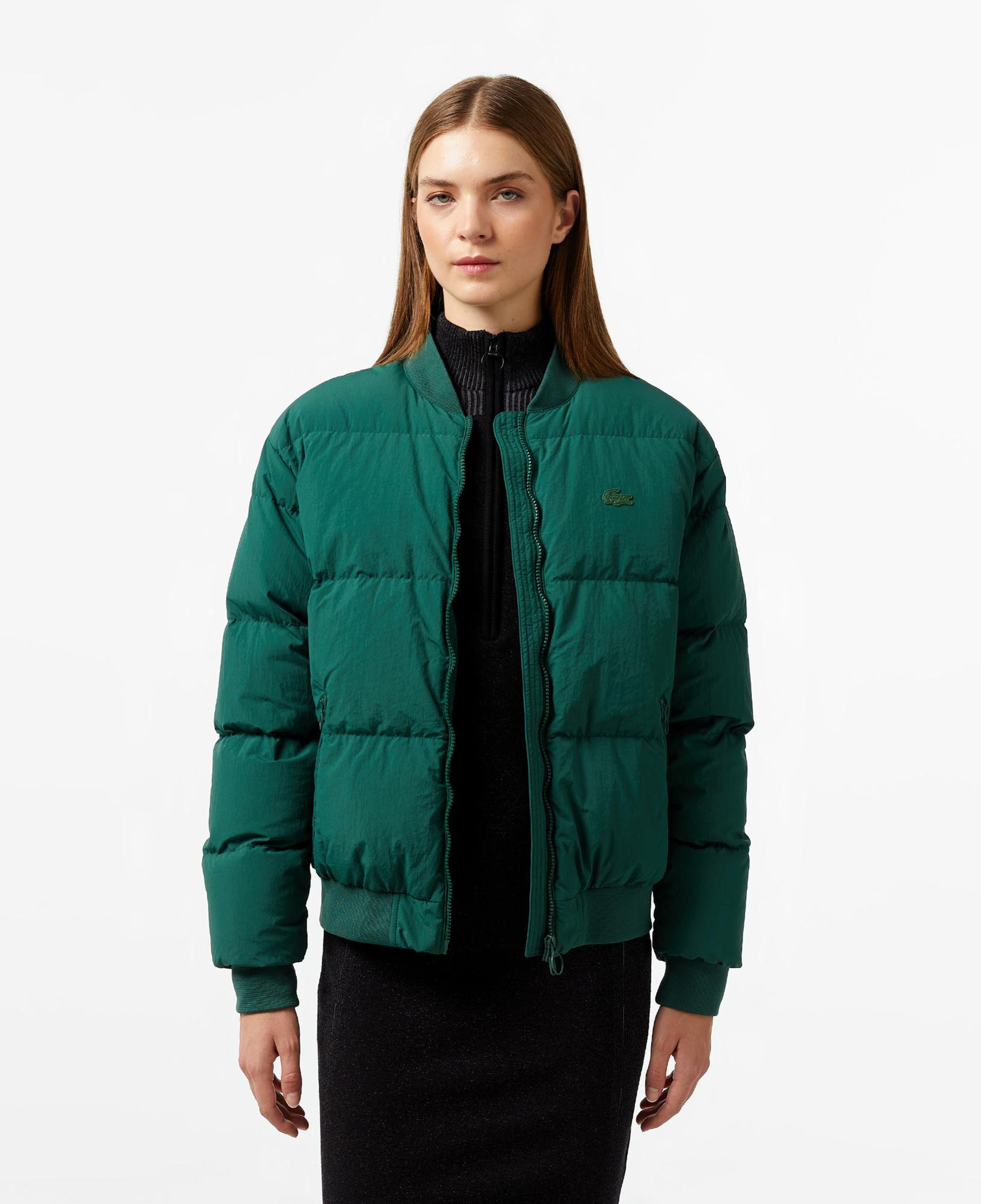 Kadın Relaxed Fit Dik Yaka Koyu Yeşil Mont