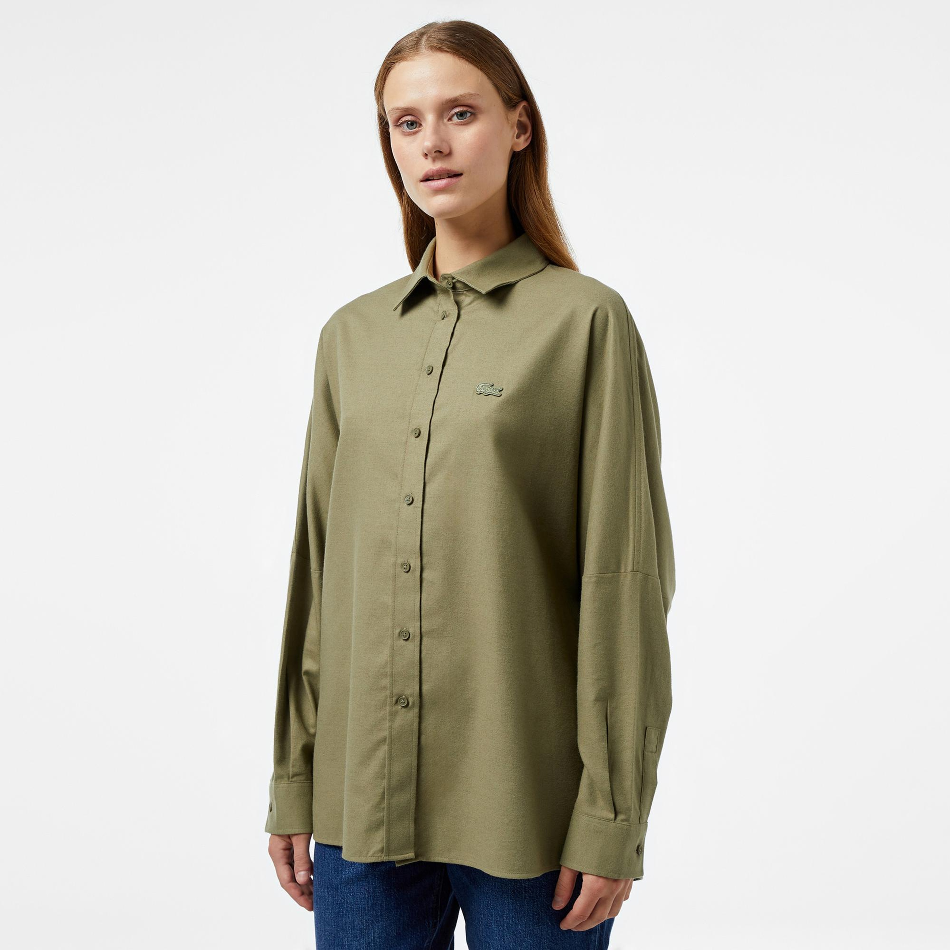 Kadın Loose Fit Haki Gömlek