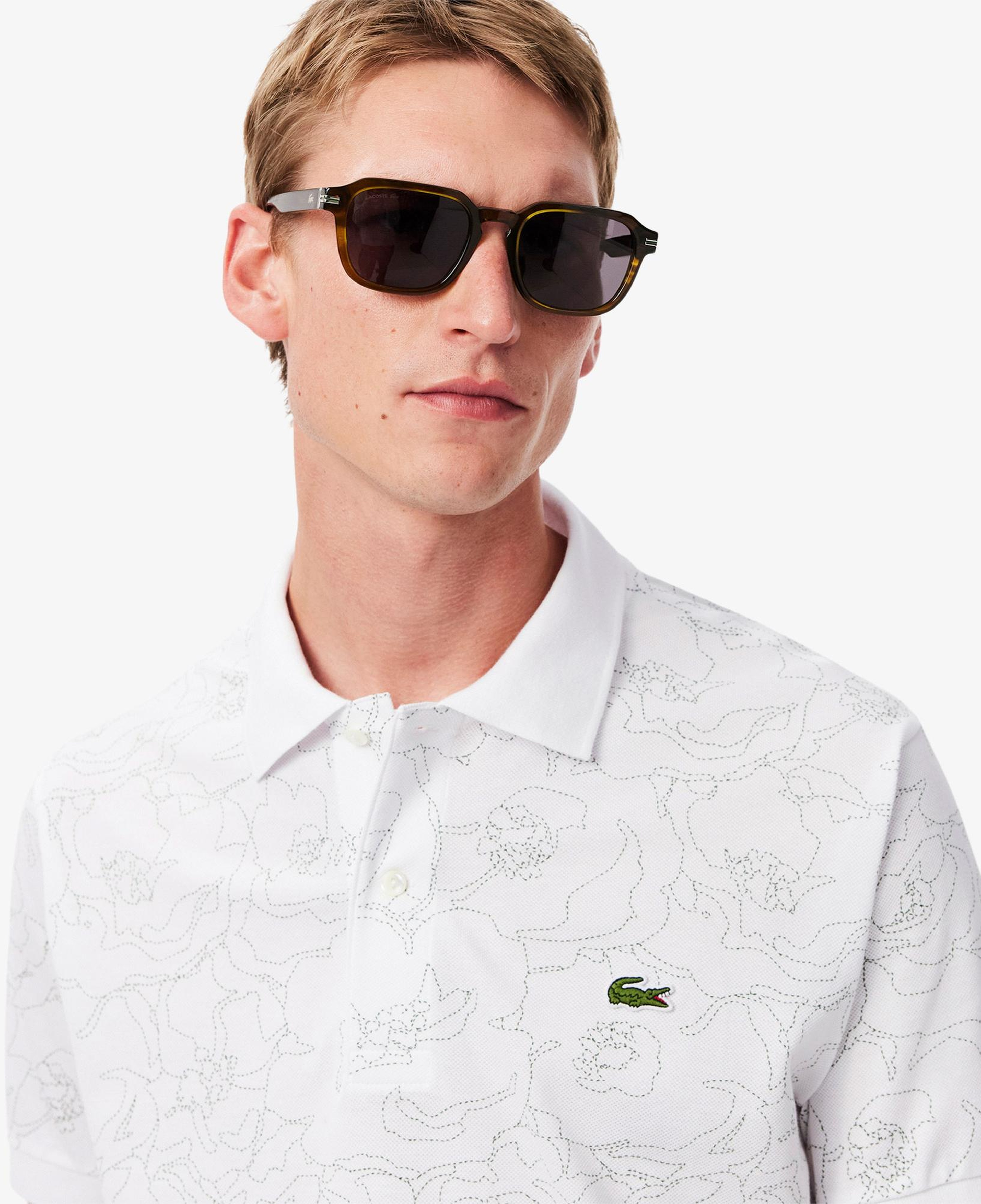 Erkek Classic Fit Desenli Beyaz Polo