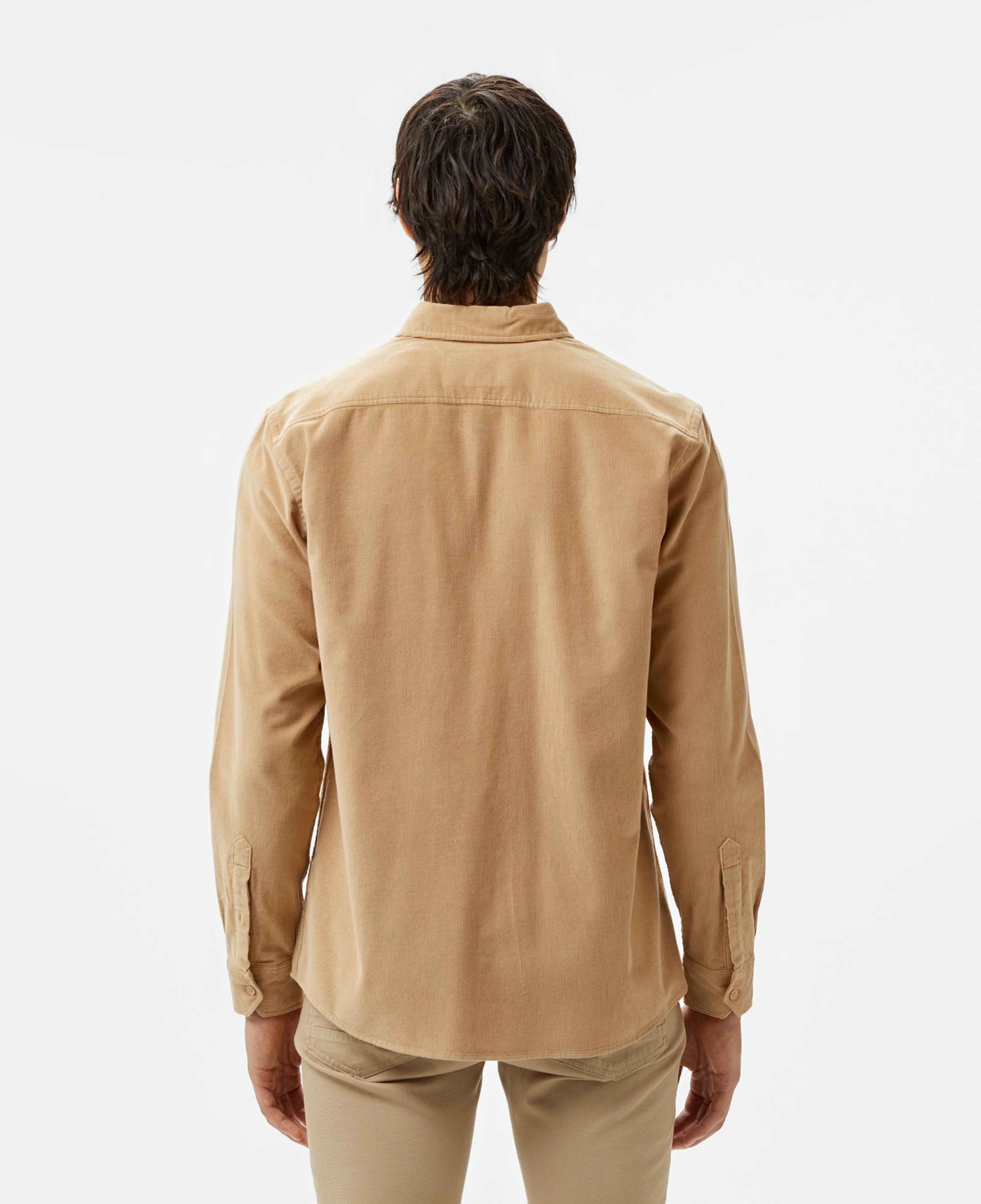 Erkek Regular Fit Düğmeli Yaka Bej Gömlek