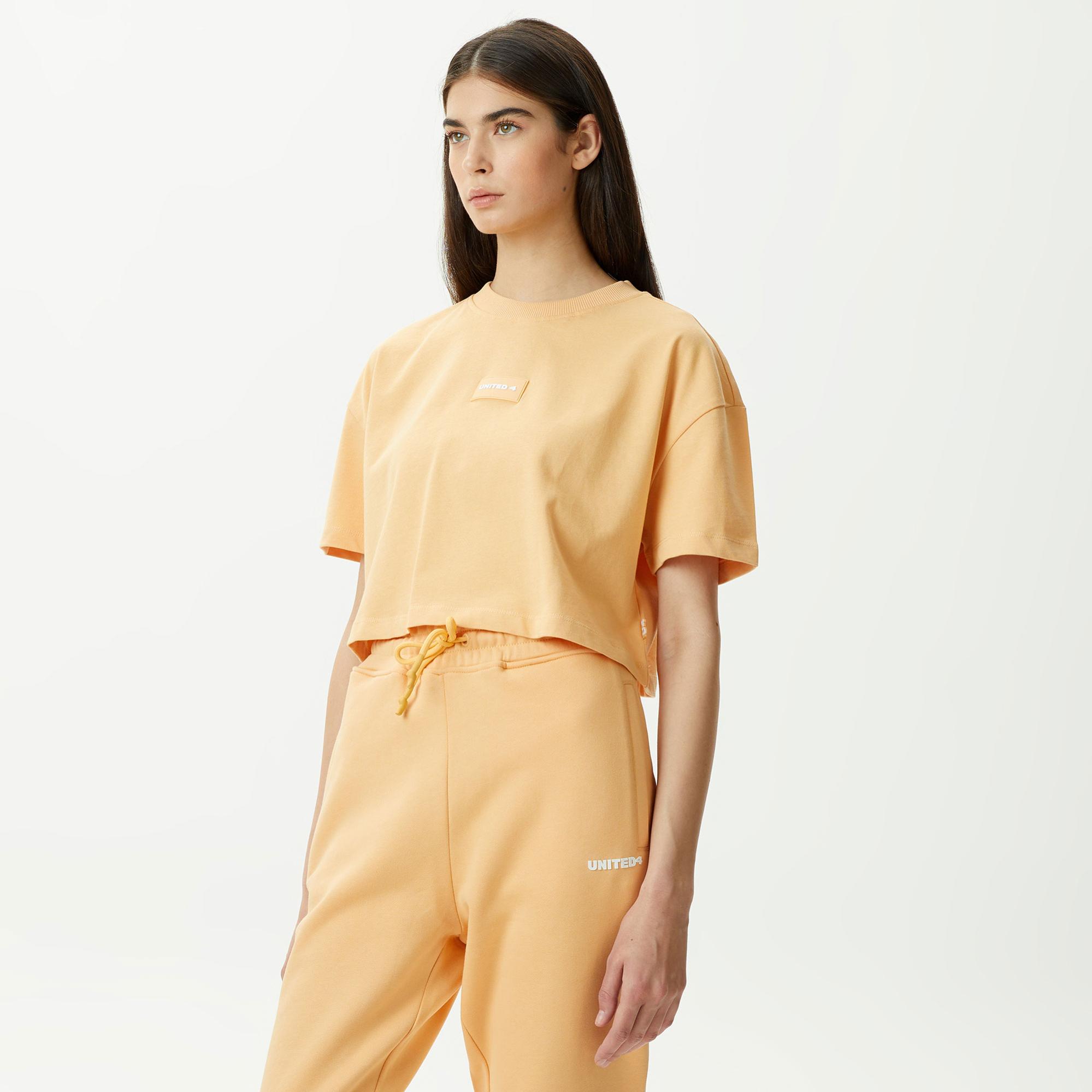 UNITED4 Kadın Turuncu Crop T-Shirt