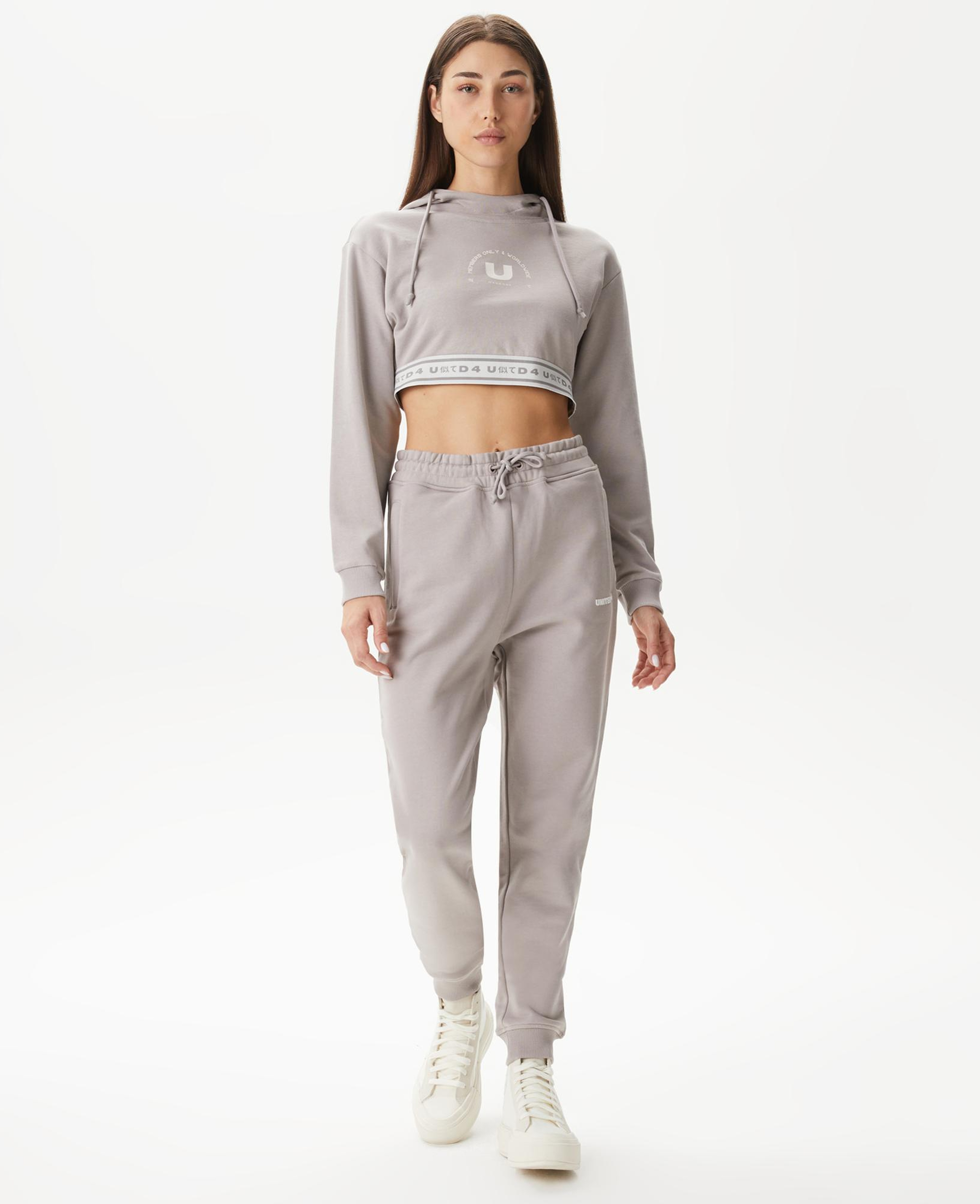 UNITED4 Kadın Gri Crop Sweatshirt