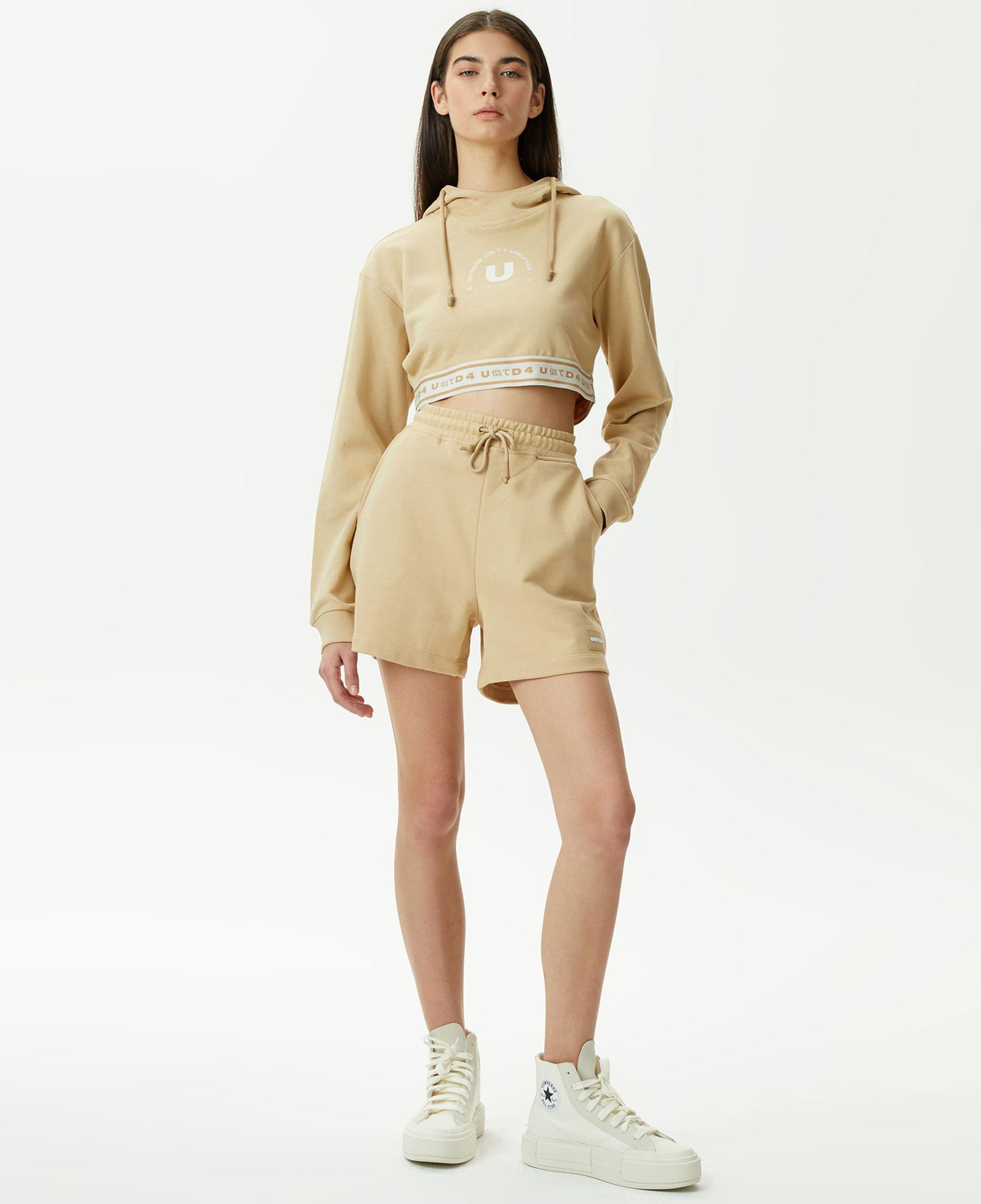 UNITED4 Classic Kadın Krem Hoodie
