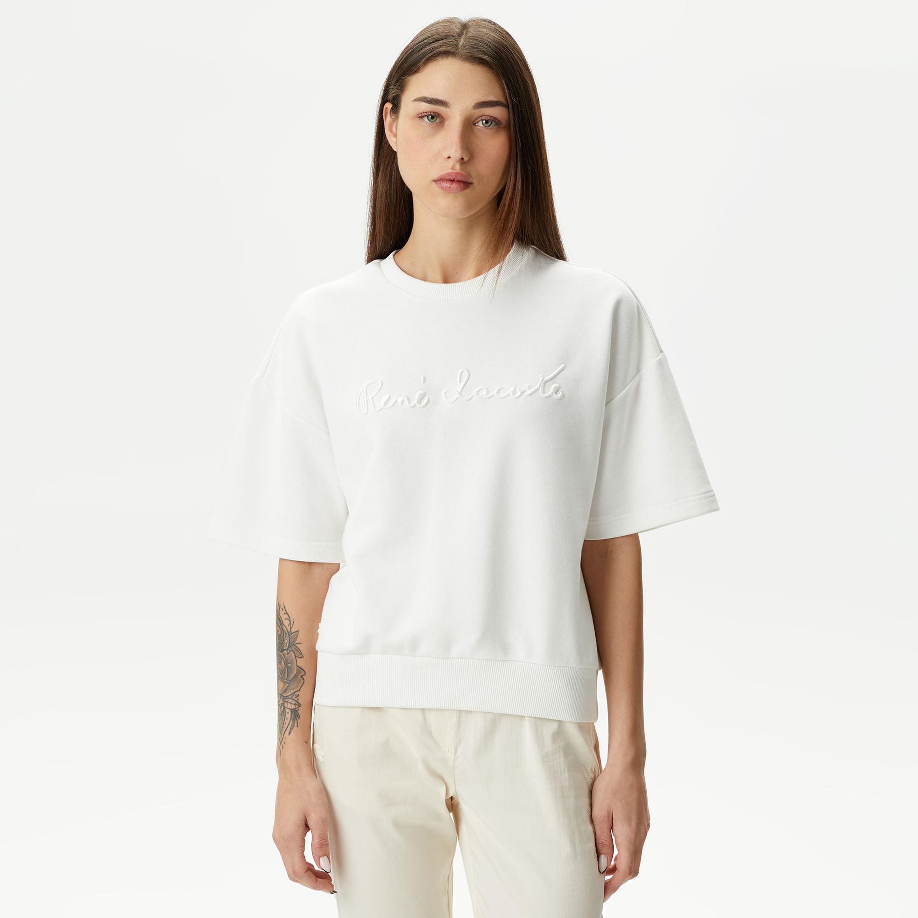 Lacoste Loose Fit Kadın Beyaz T-Shirt