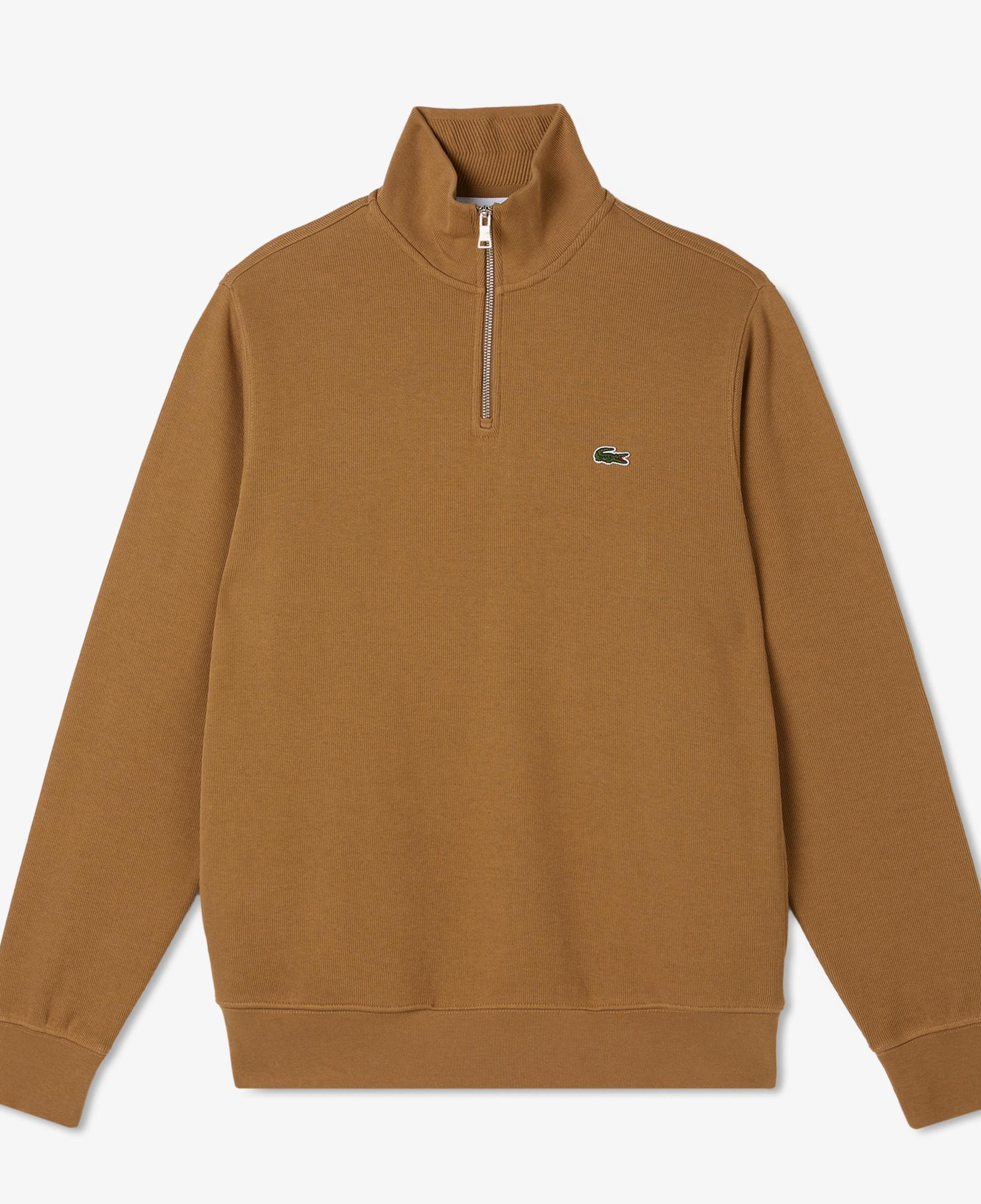 Lacoste Erkek Classic Fit Yarım Fermuarlı Kahverengi Sweatshirt