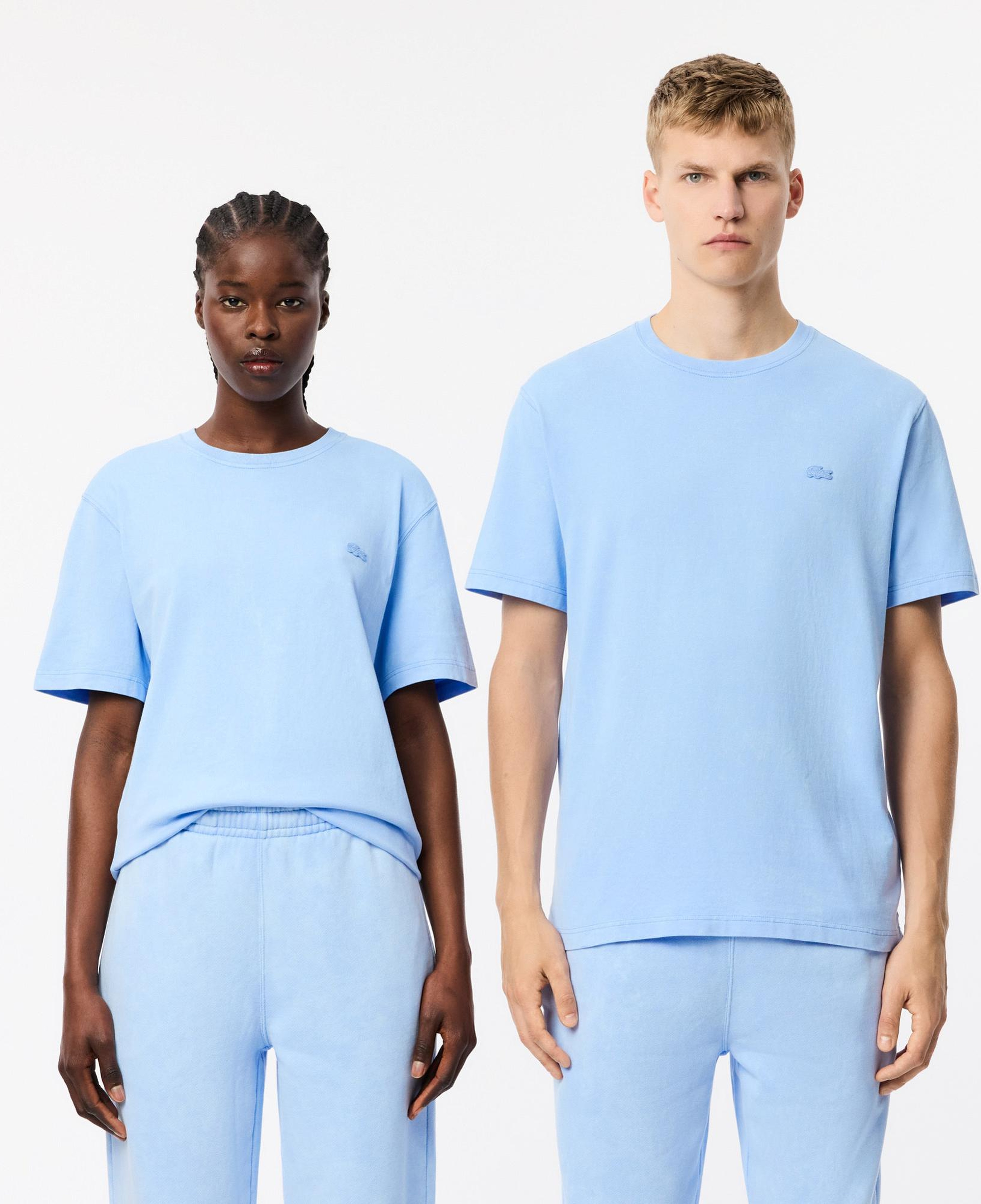 Unisex Classic Fit Bisiklet Yaka Açık Mavi T-Shirt