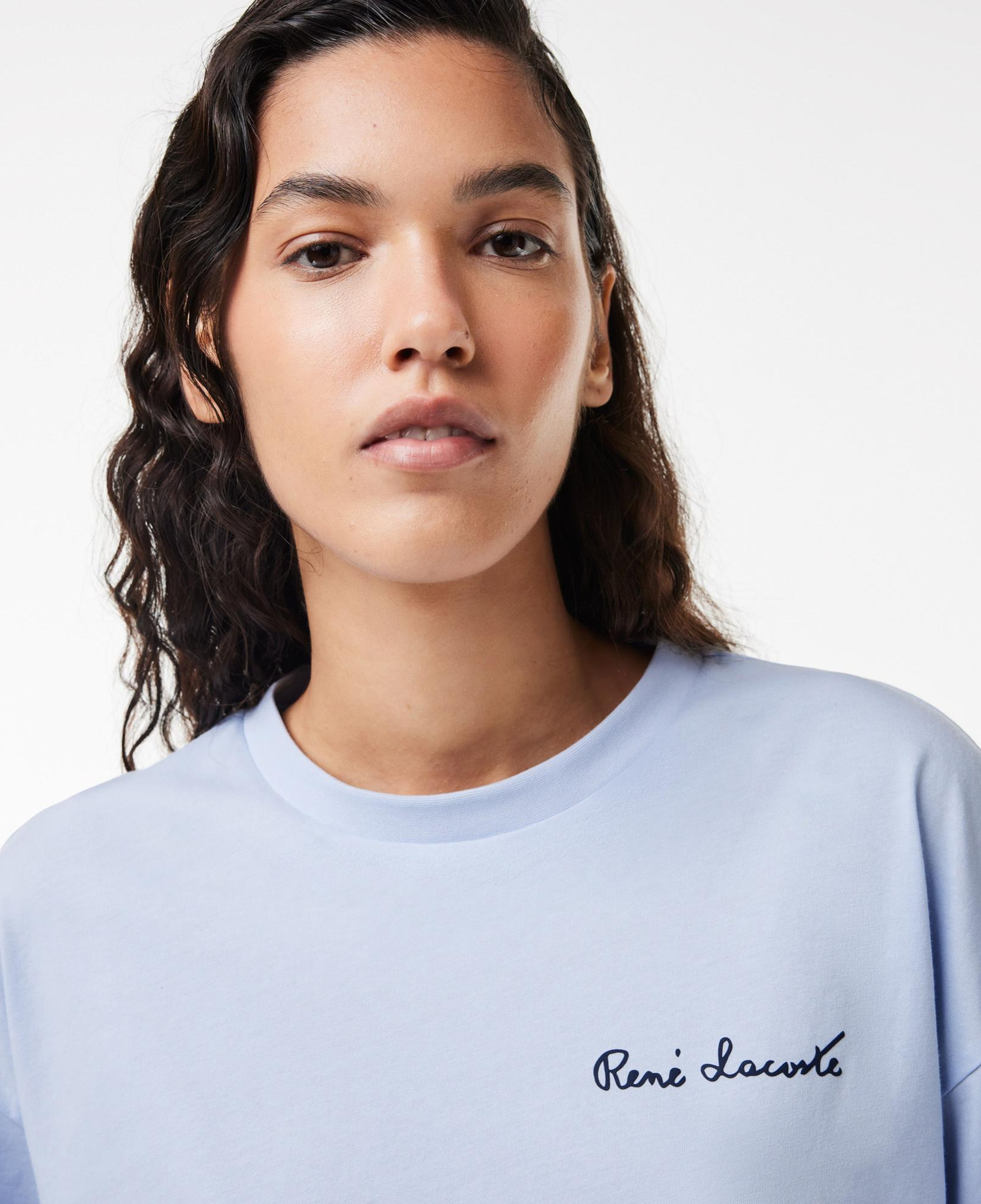 Kadın Relaxed Fit Bisiklet Yaka Mavi T-Shirt