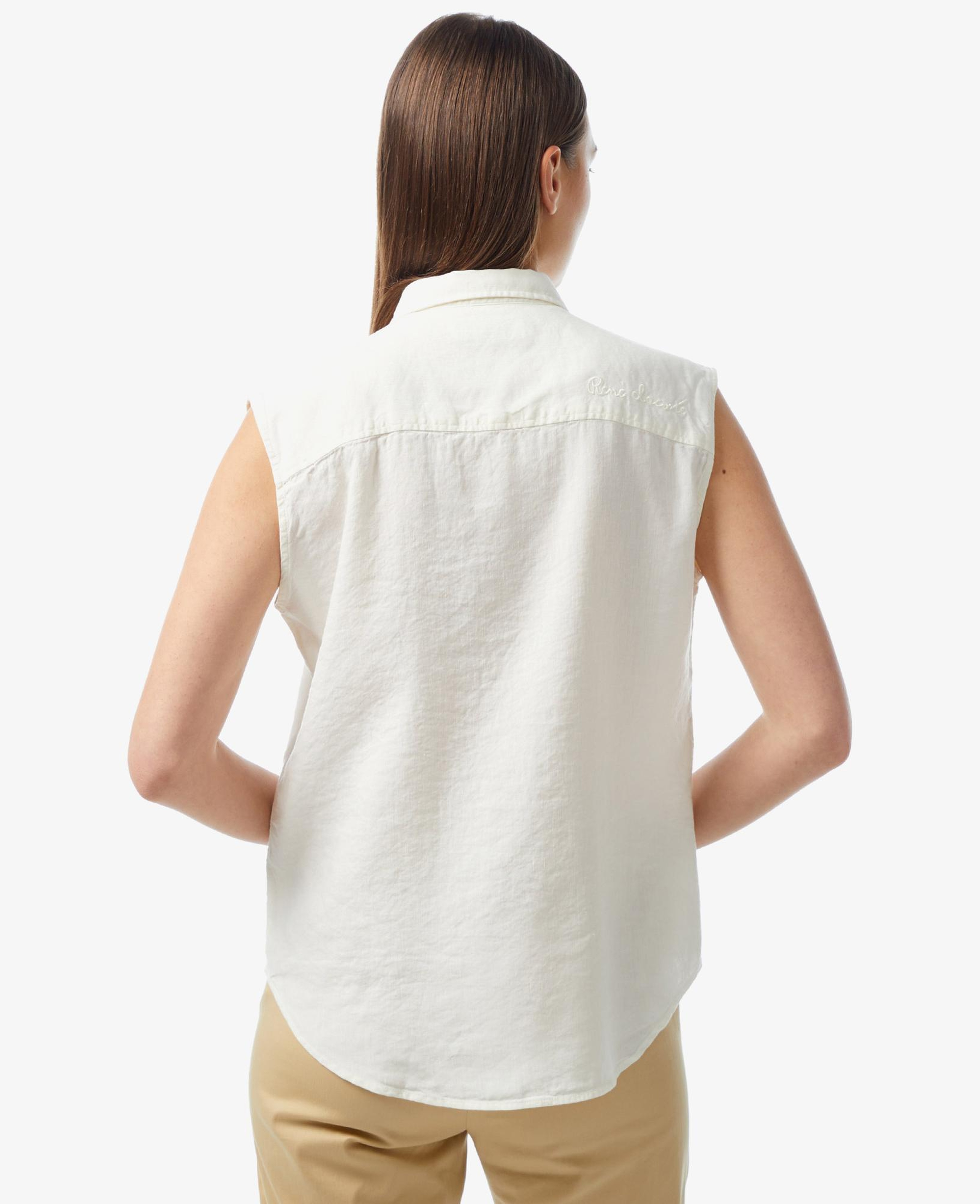 Kadın Kolsuz Krem Gömlek