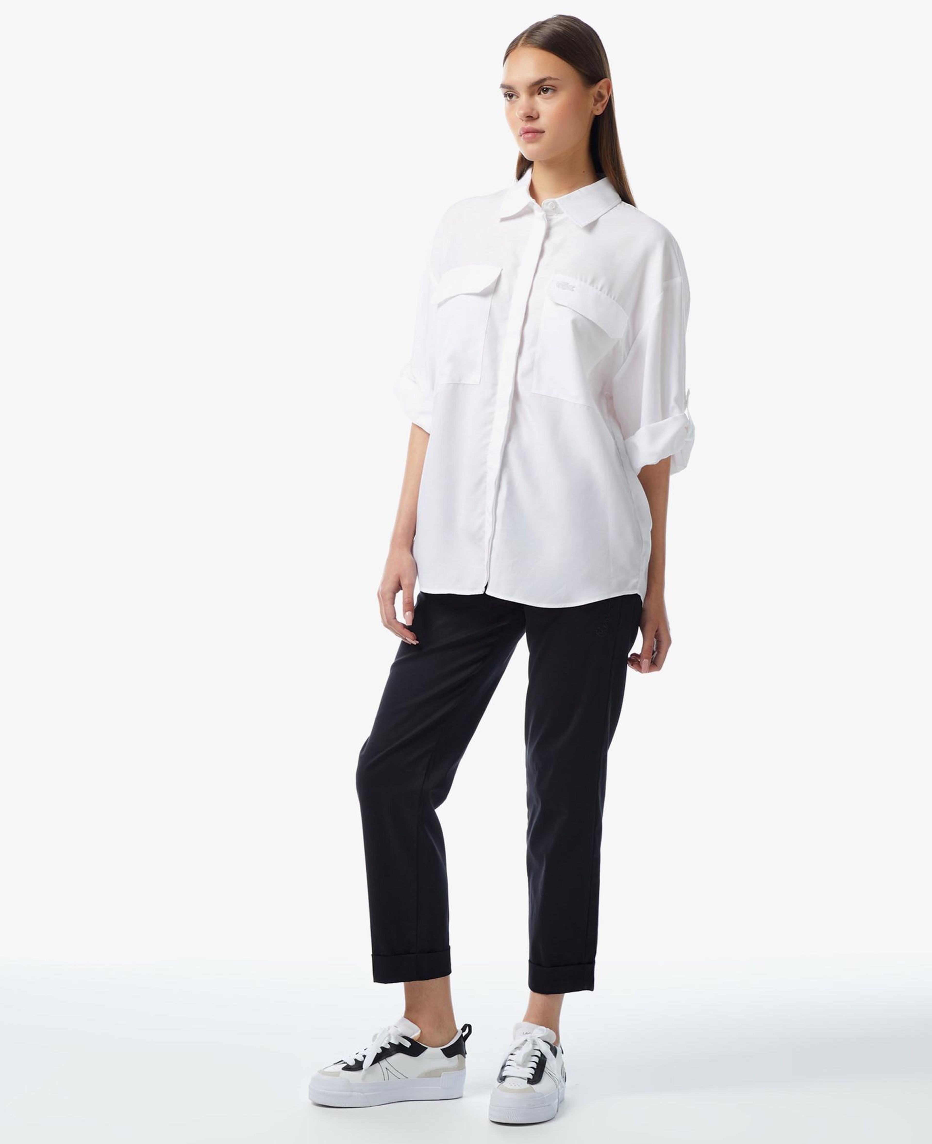 Kadın Relaxed Fit Kısa Kollu Beyaz Gömlek