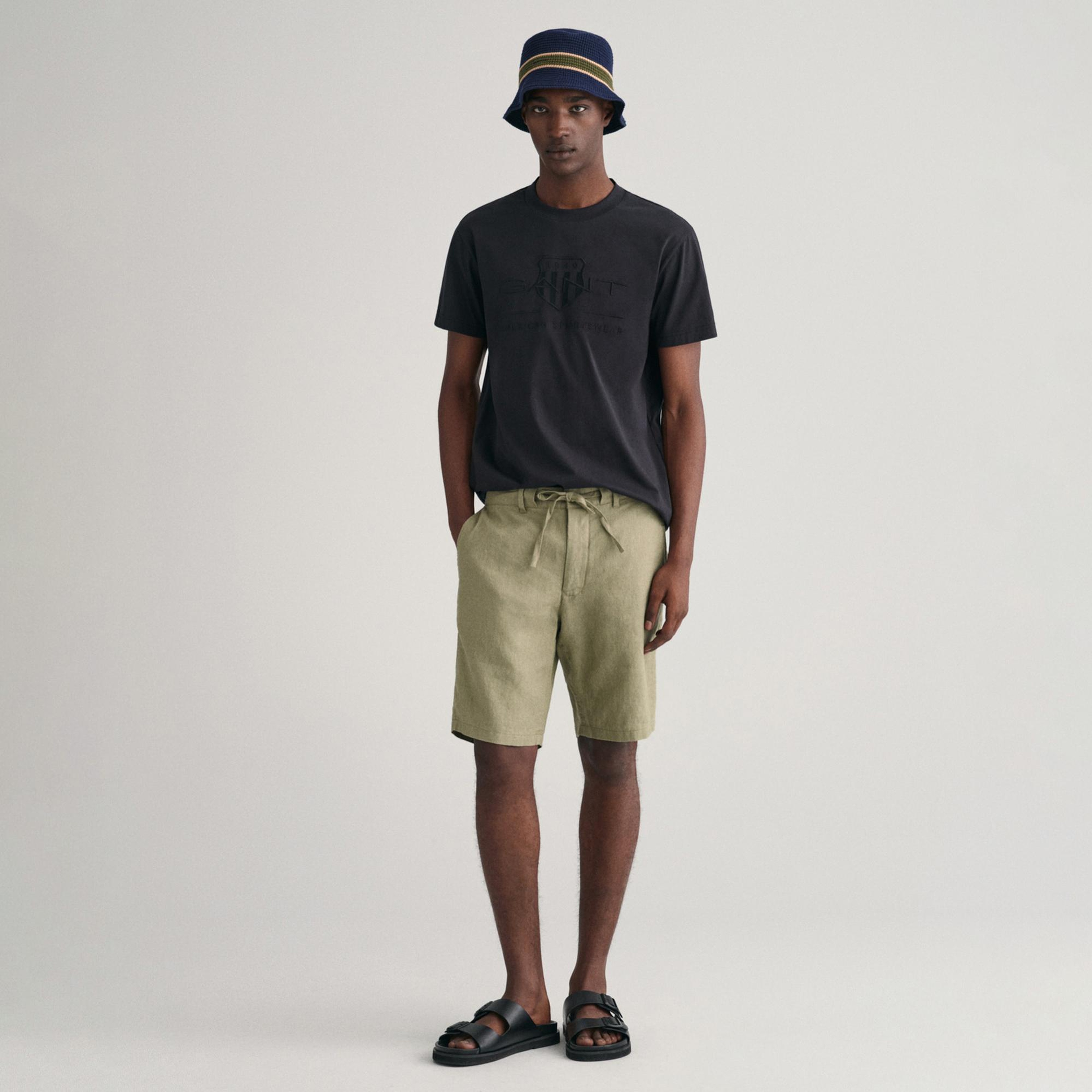 GANT Erkek Yeşil Relaxed Fit Keten Şort