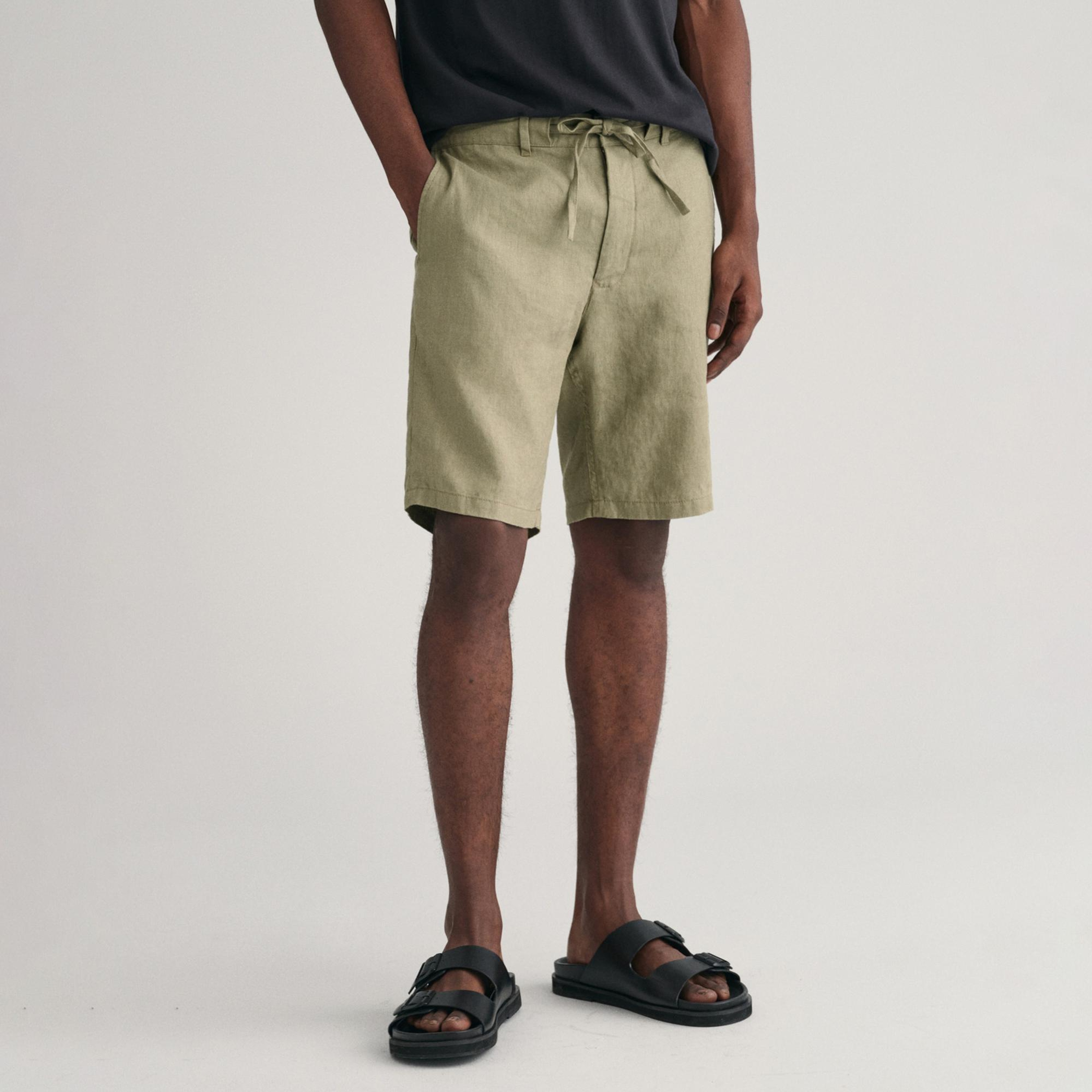 GANT Erkek Yeşil Relaxed Fit Keten Şort