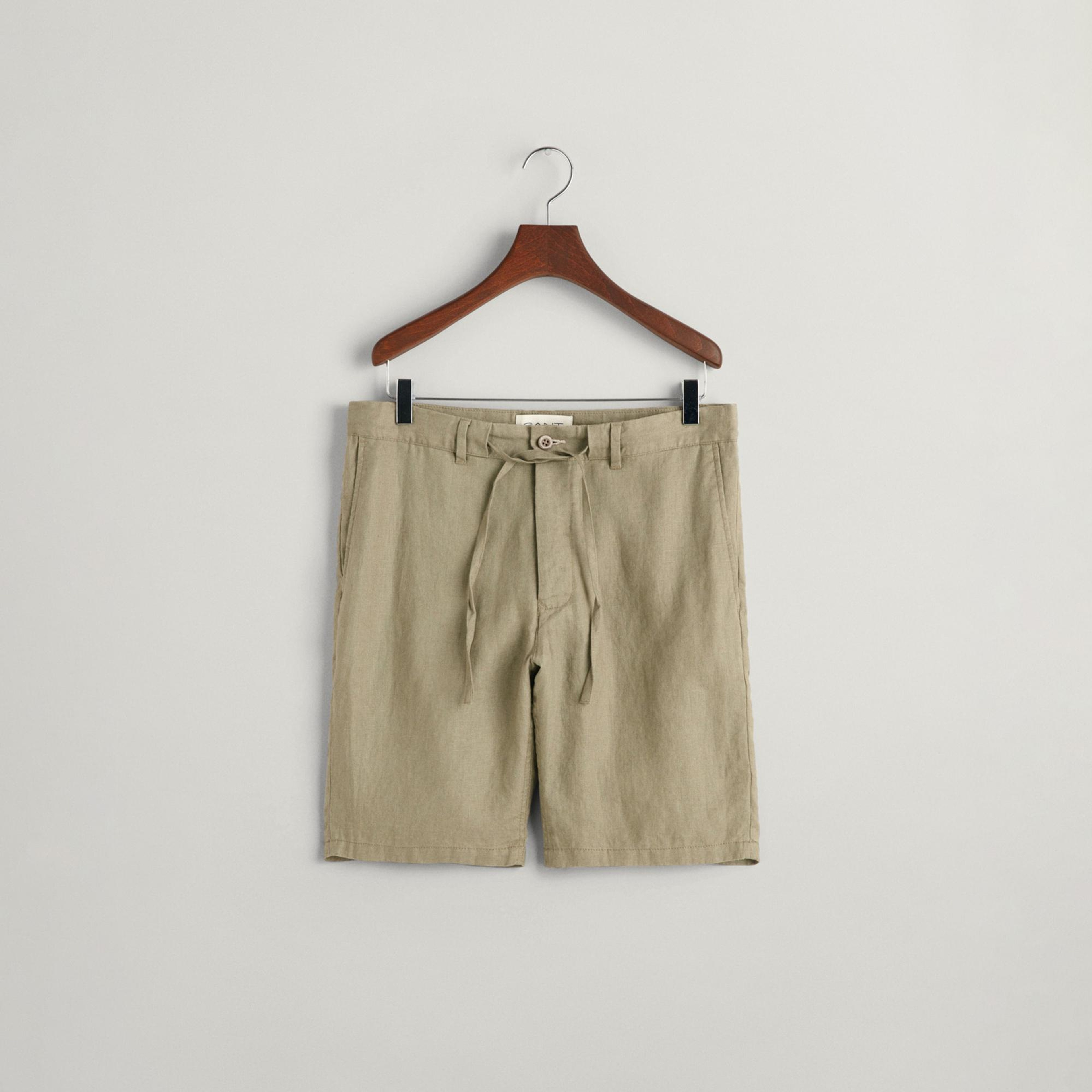 GANT Erkek Yeşil Relaxed Fit Keten Şort