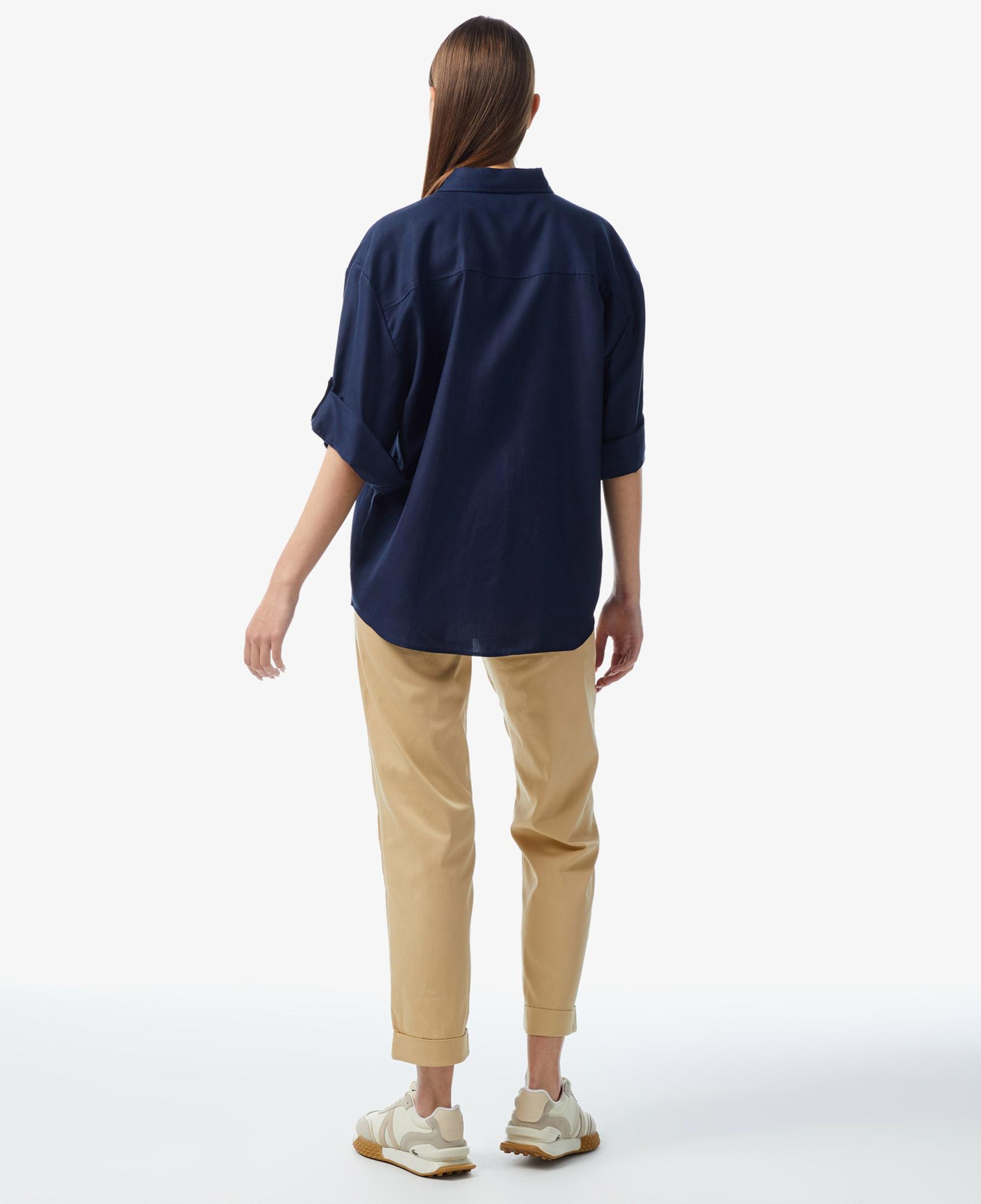 Kadın Relaxed Fit Uzun Kollu Lacivert Gömlek