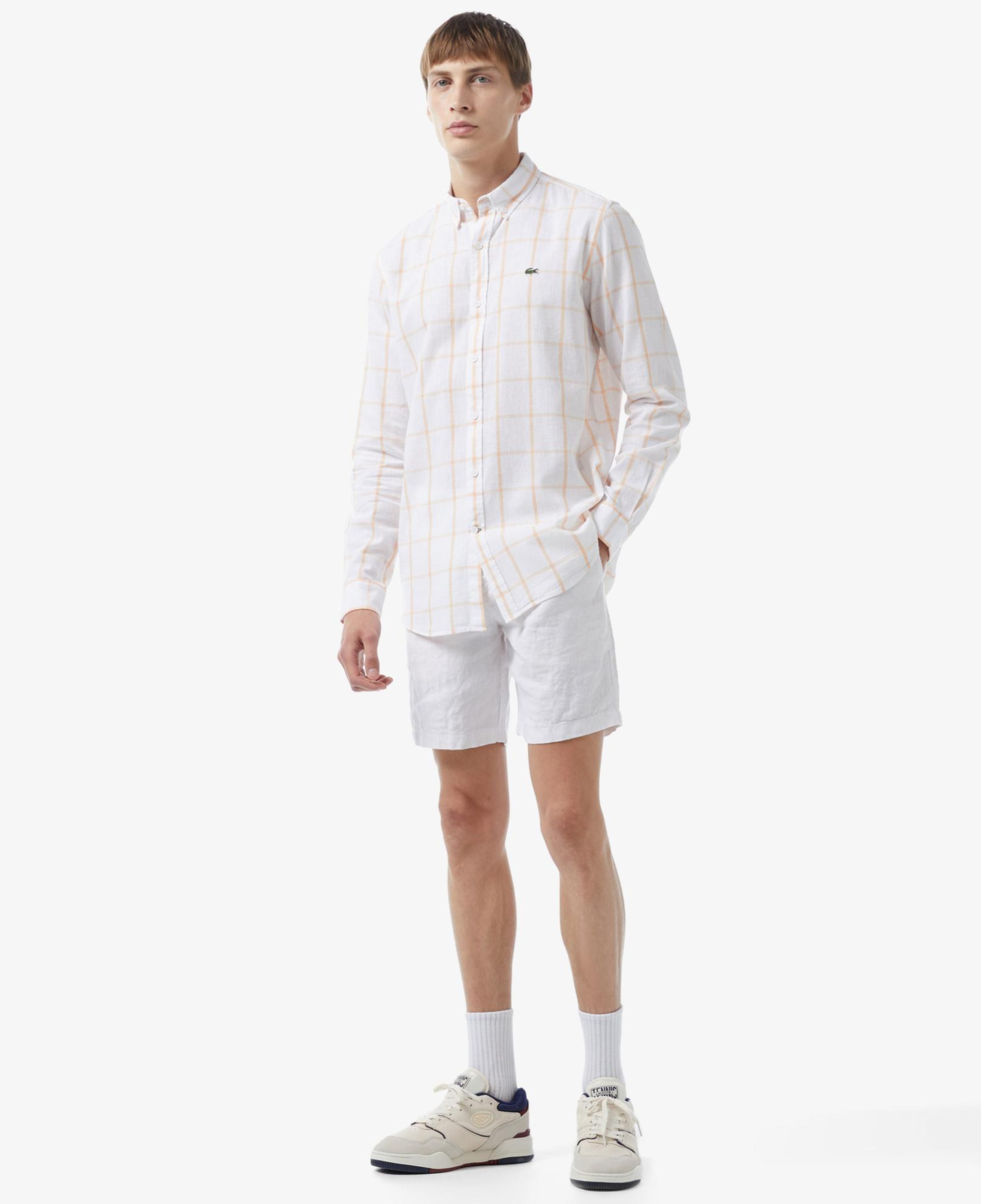 Erkek Regular Fit Ekose Beyaz Gömlek