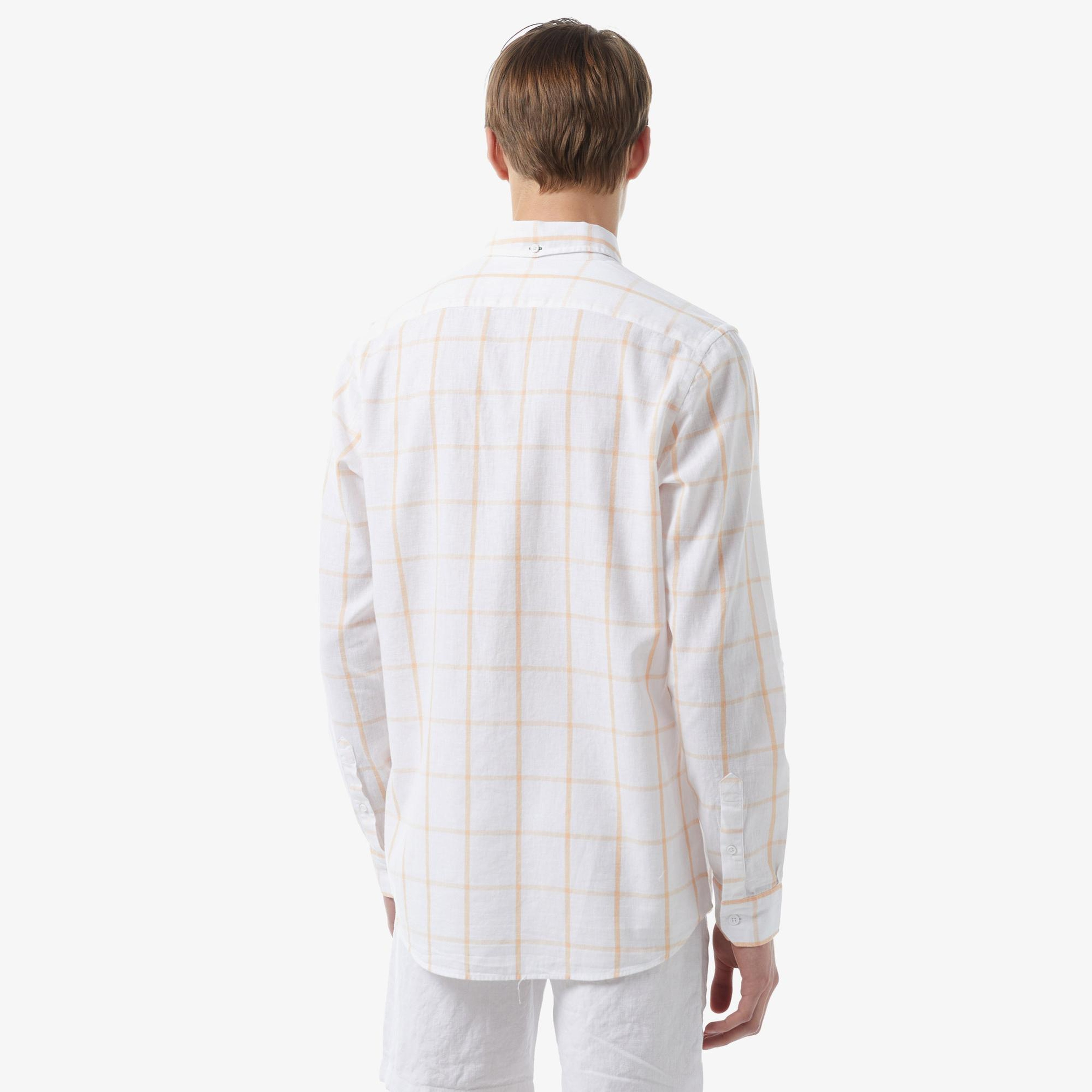 Erkek Regular Fit Ekose Beyaz Gömlek