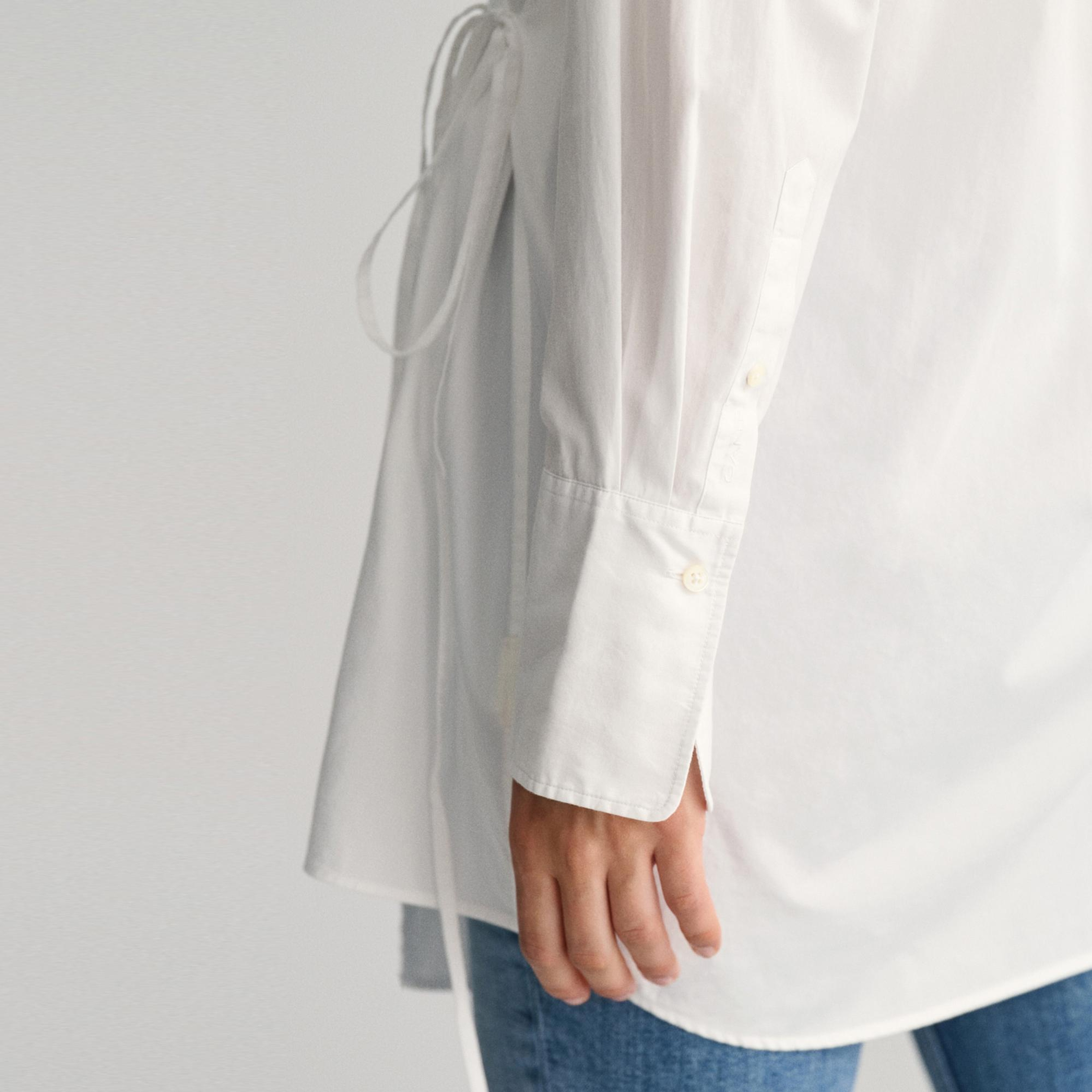 GANT Kadın Beyaz Oversize Fit Klasik Yaka Gömlek