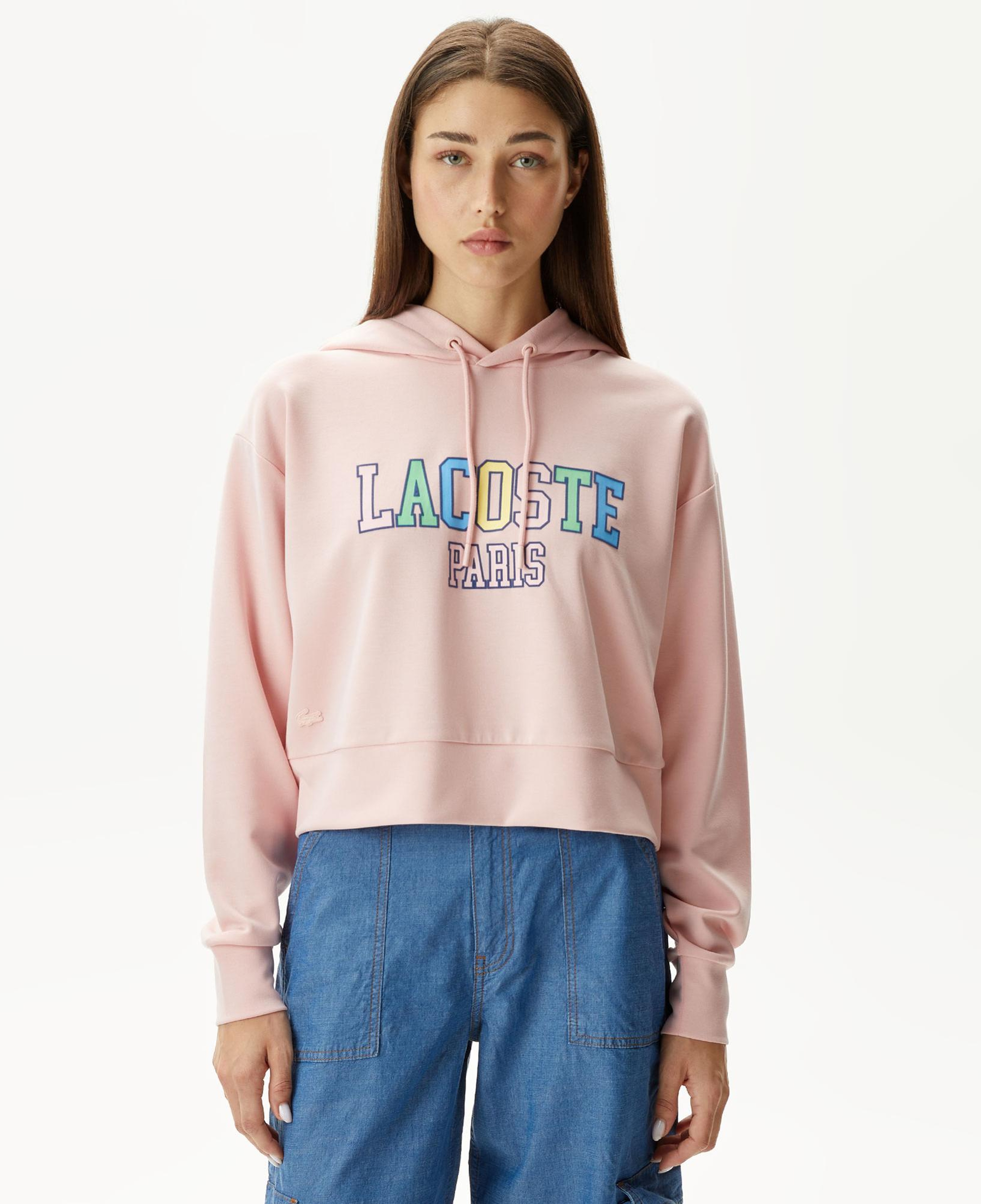 Kadın Relaxed Fit Kapüşonlu Baskılı Pembe Sweatshirt