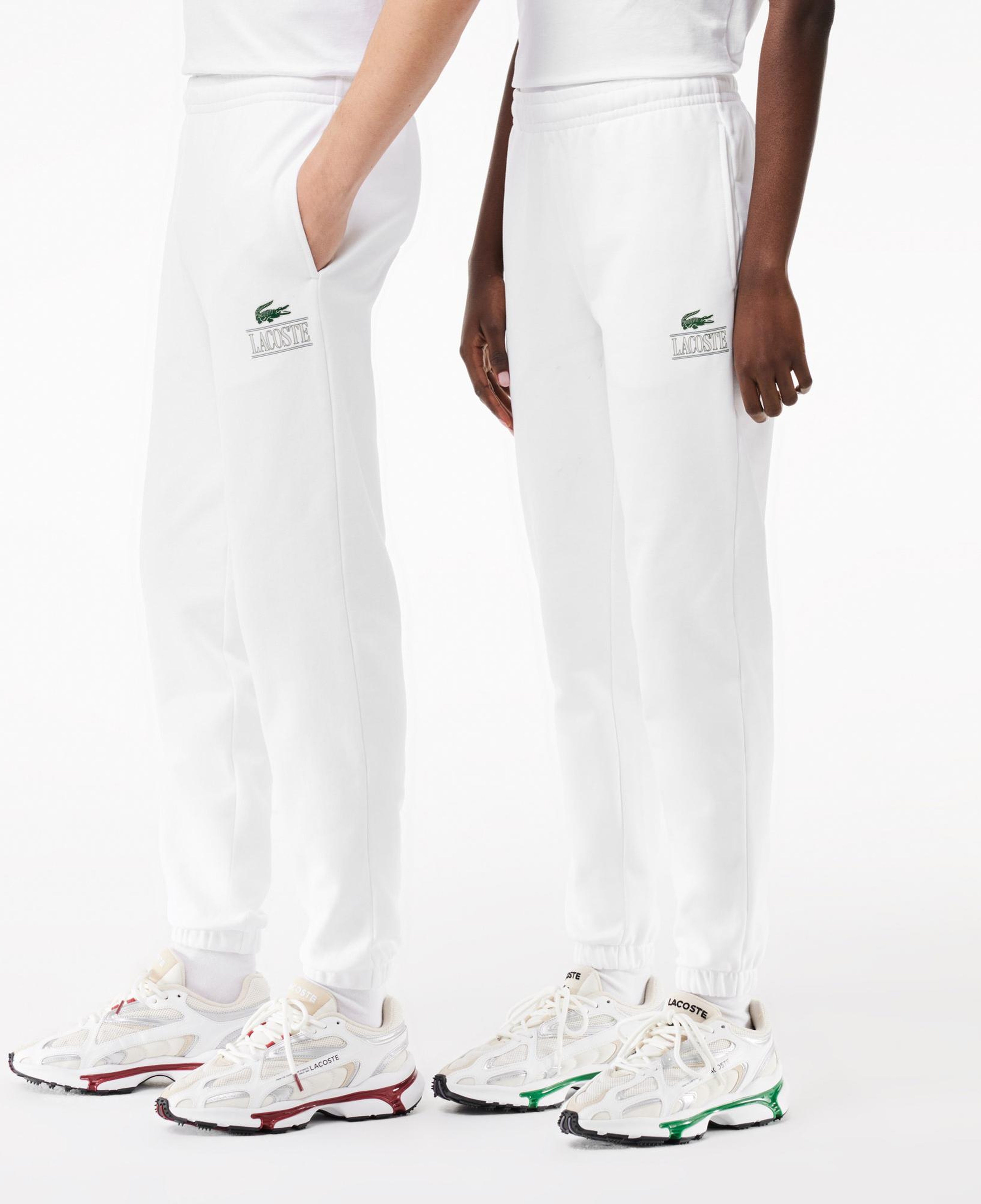 Unisex Tapered Fit Baskılı Beyaz Eşofman Altı