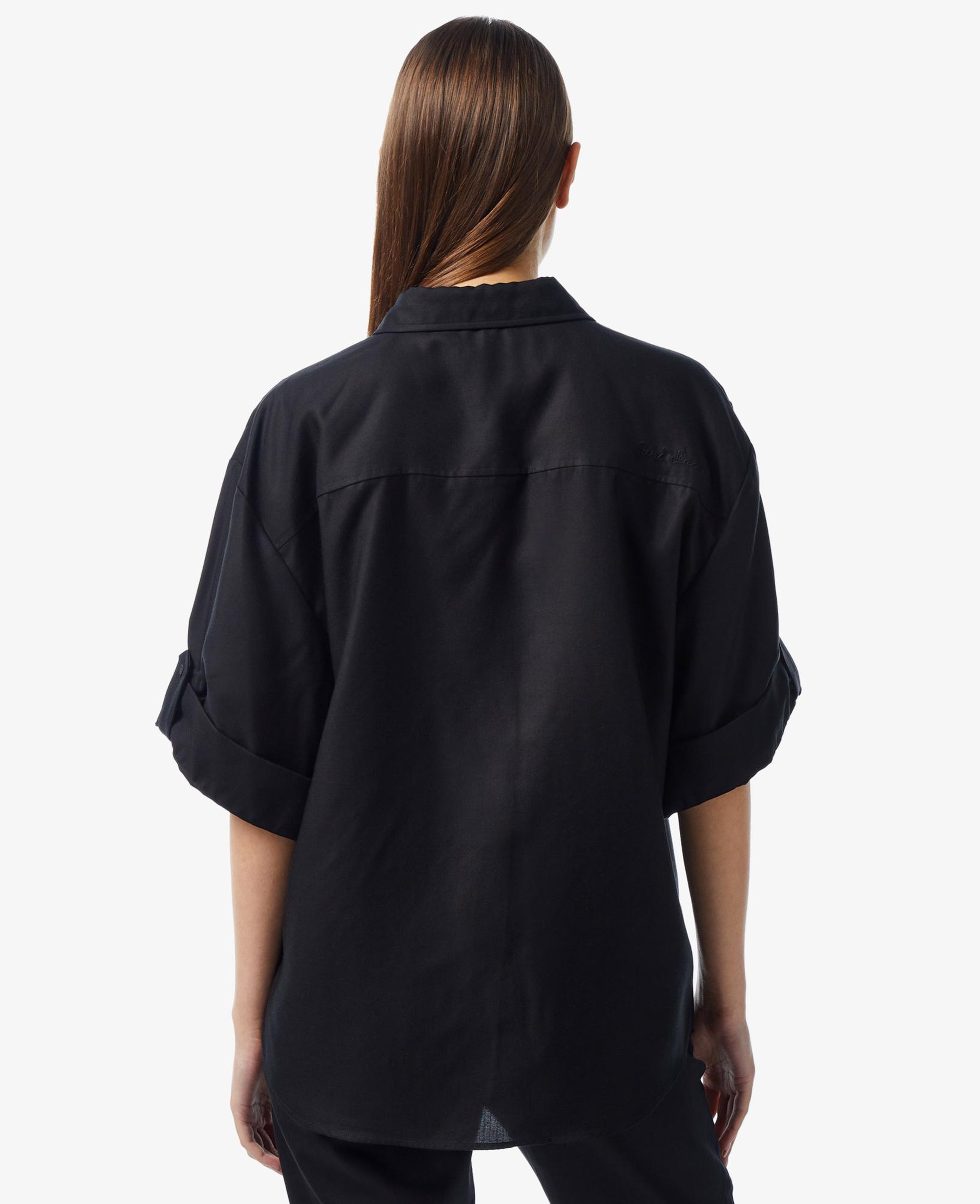 Kadın Relaxed Fit Kısa Kollu Siyah Gömlek