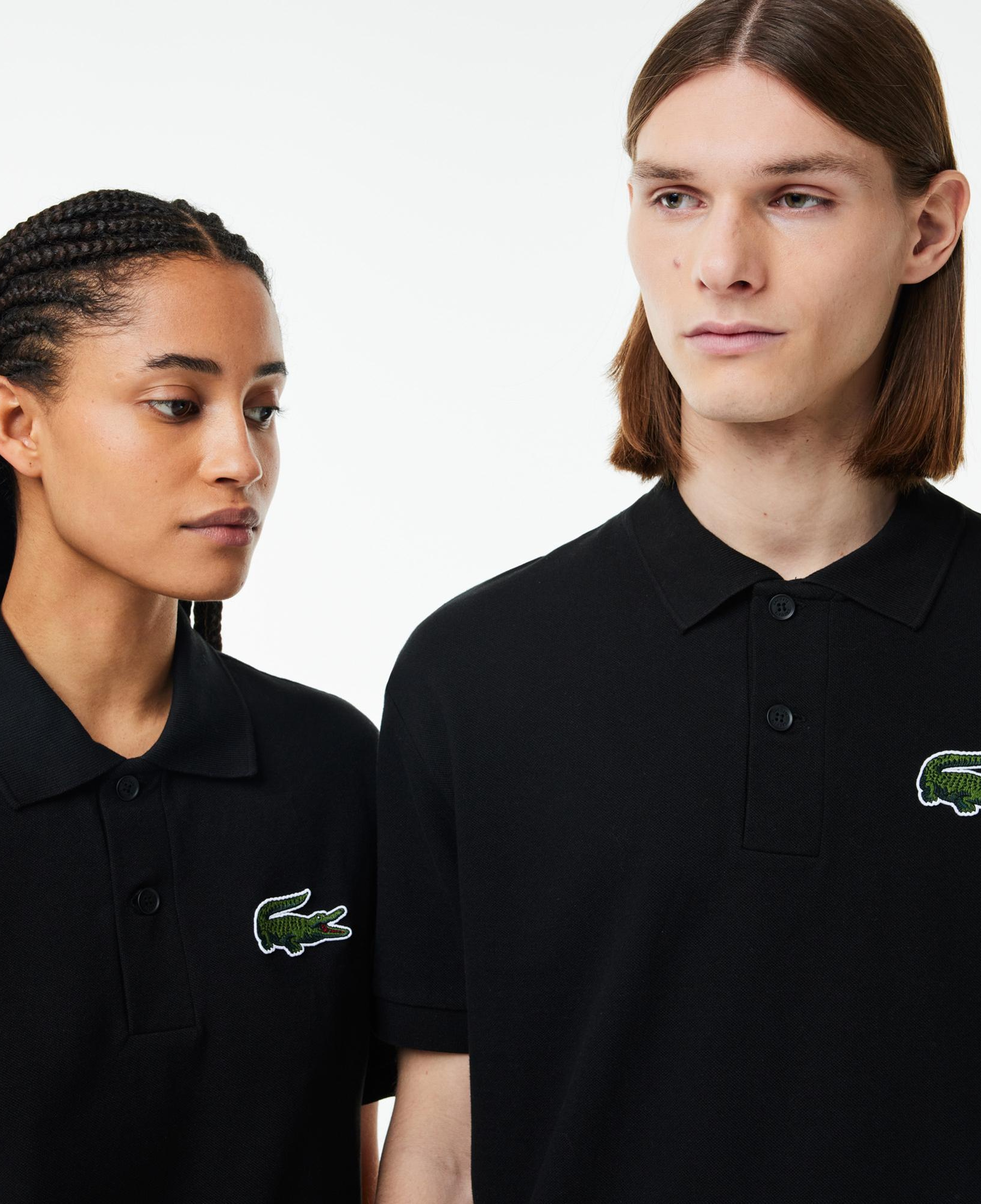 L.12.12 Unisex Loose Fit Siyah Polo