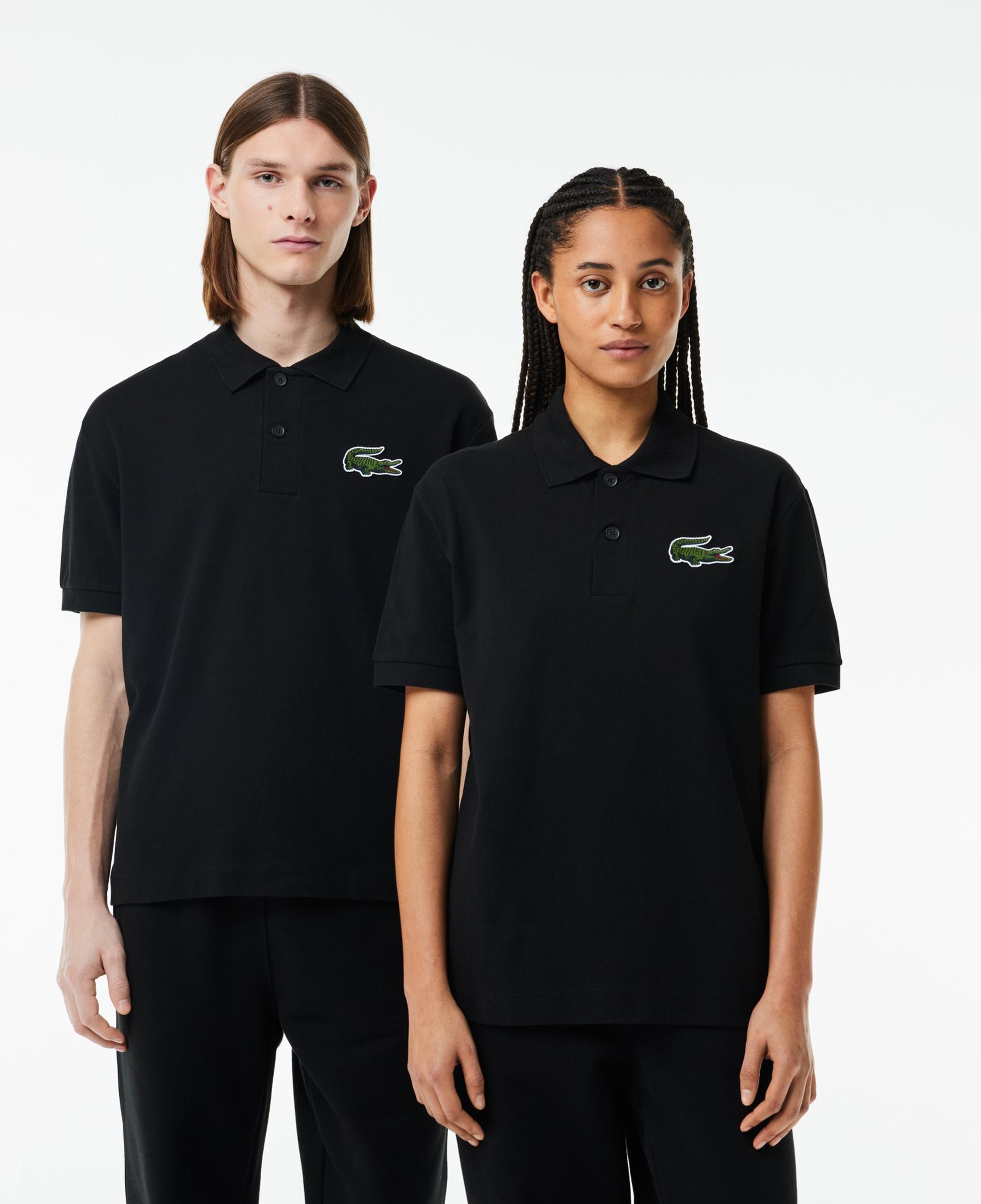 L.12.12 Unisex Loose Fit Siyah Polo
