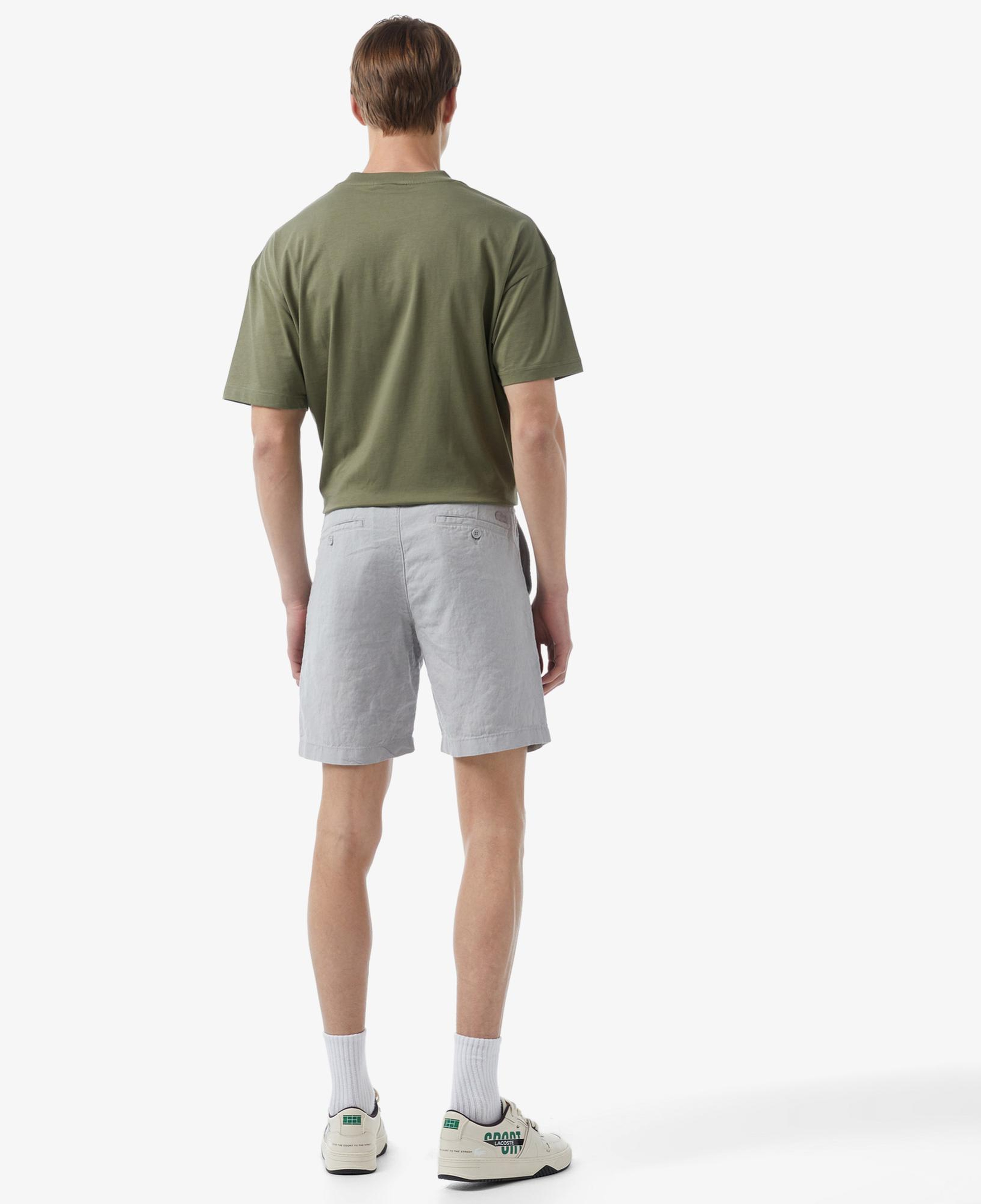 Erkek Slim Fit Keten Gri Bermuda