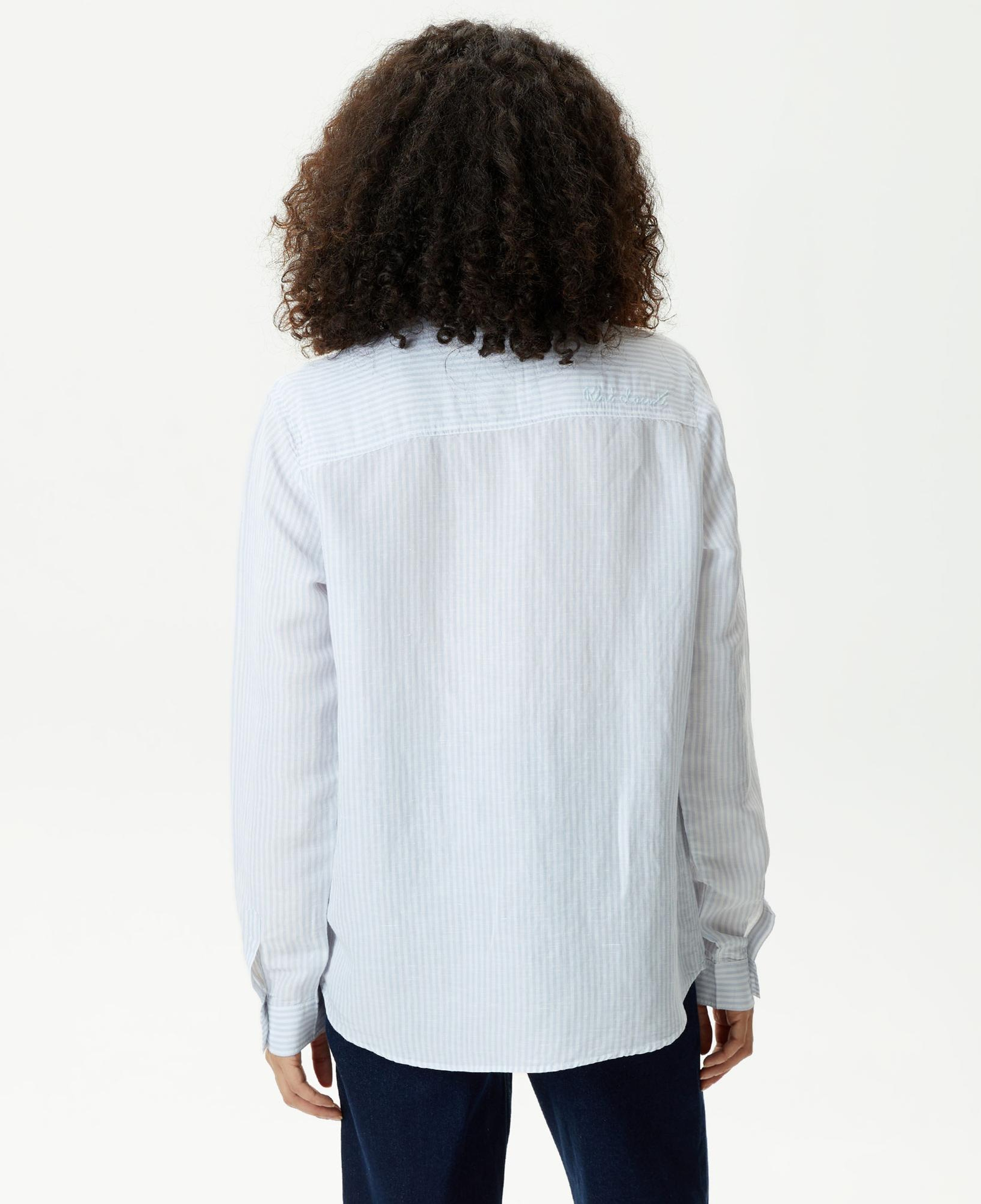 Kadın Relaxed Fit Çizgili Mavi Gömlek
