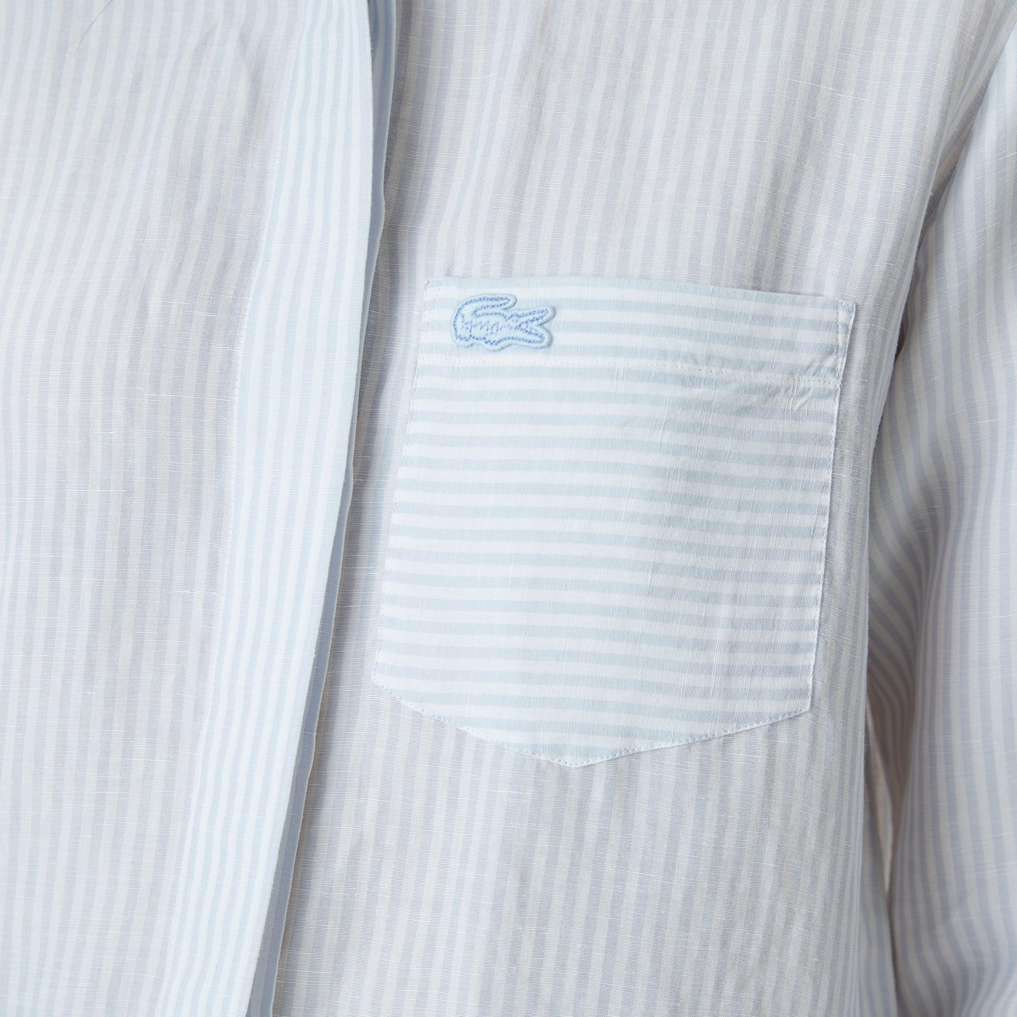 Kadın Relaxed Fit Çizgili Mavi Gömlek