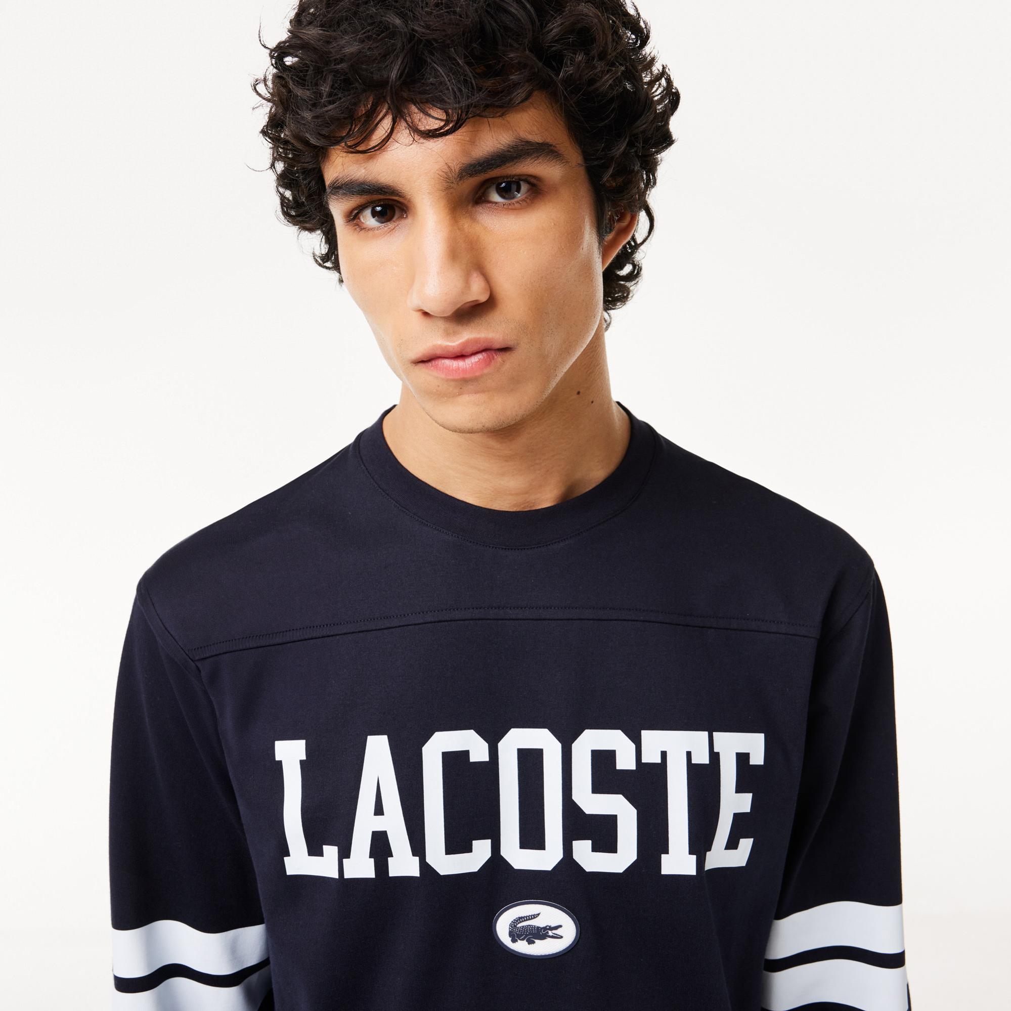 Erkek Classic Fit Uzun Kollu Bisiklet Yaka Baskılı Siyah Sweatshirt
